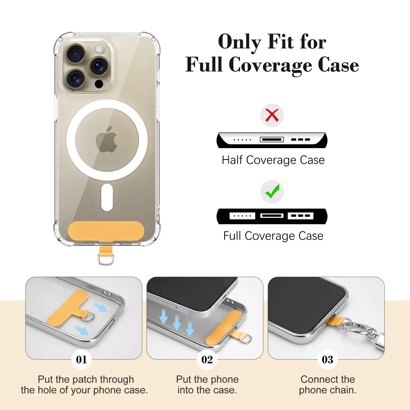DL3 Mobilak Universal Phone Lanyard Crossbody, Rhinestone Cell Phone Chain Anti-Theft with 1× Shiny Phone Strap, 1× Pad for Most Smartphones, Diamond Phone Neck Holder for Women - A-Gold