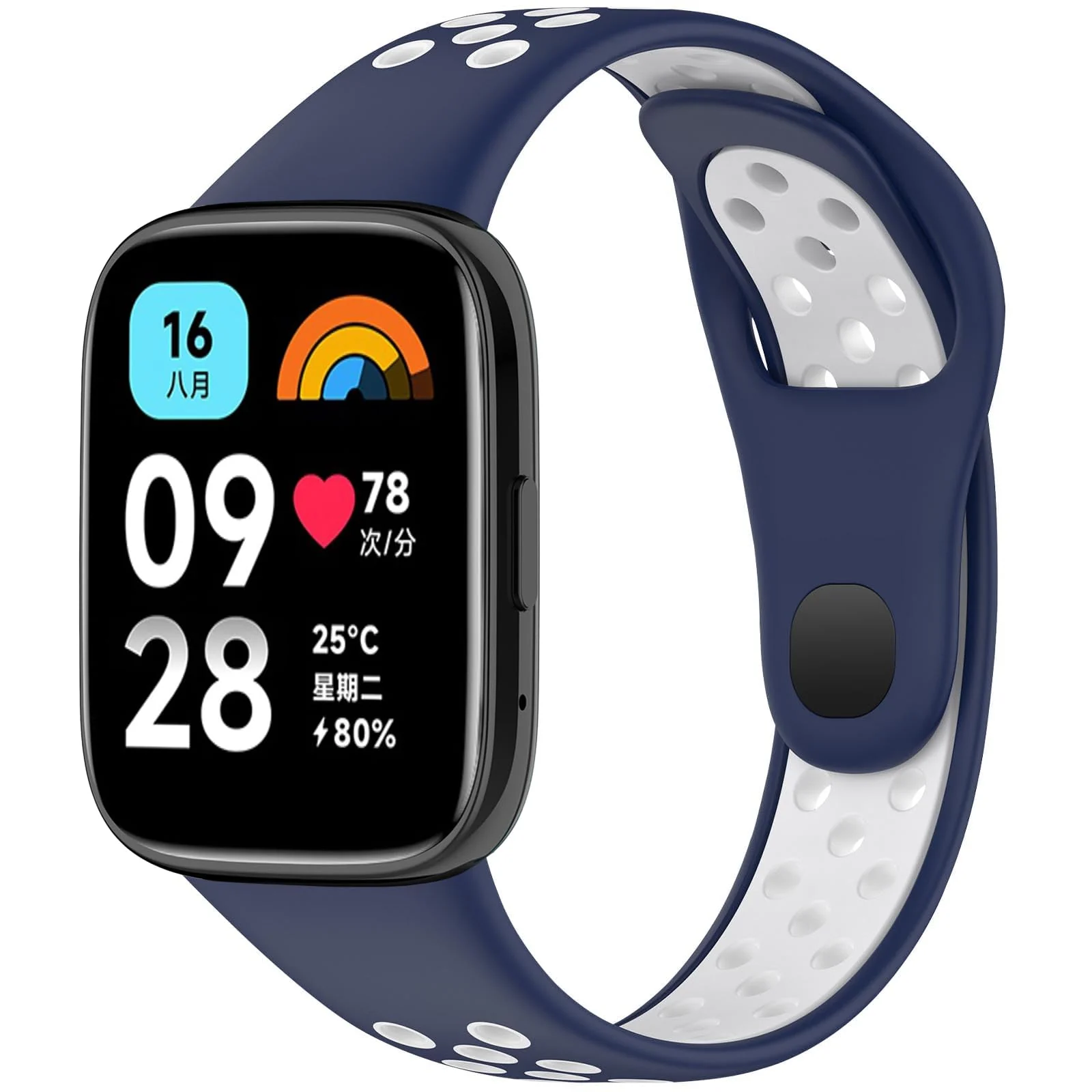 DL3 Mobilak Strap Silicone Compatible With Xiaomi Redmi Watch 3 Active/Redmi Watch 3 Lite, Sport Silicone Watch Band Wrist Strap, Bracelet Wristband Wrist Strap - Blue White