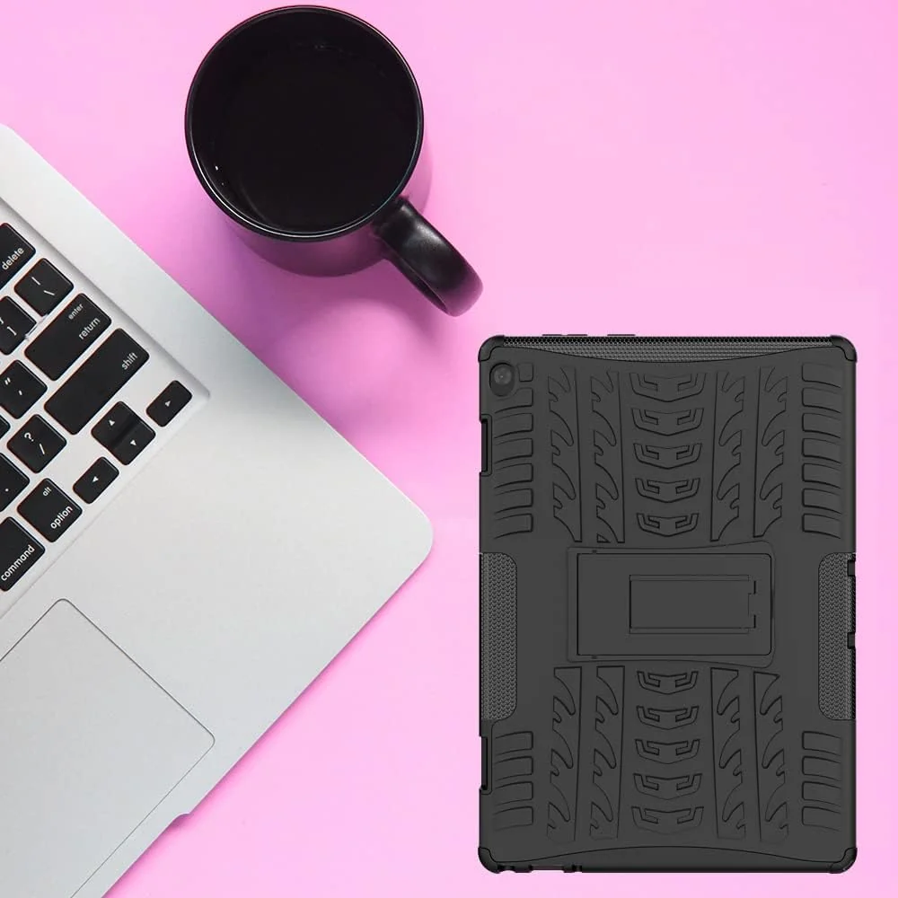 DL3 Mobilak Case For Lenovo Tab M10 HD TB-X505 / TB-X605 10.1-inch tablet, Hybrid Rugged Armor Heavy Duty 2 in 1 TPU + PC Combo Dual Layer Shockproof Case with Kickstand - Black