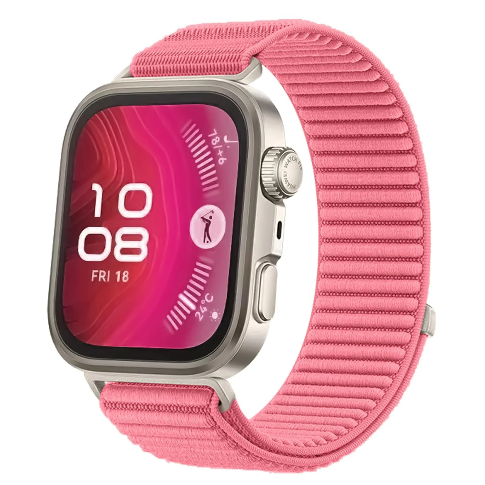 DL3 MOBILAK Elastic Nylon Watch Strap for Huawei Watch Fit 3 / Fit 4 / Fit 4 Pro / Fit 5 / Fit 5 Pro, Coral Pink