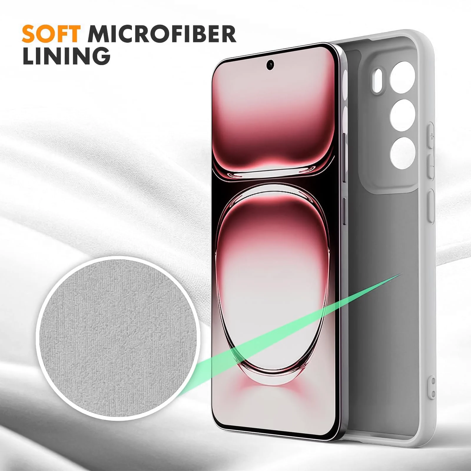DL3 Mobilak Compatible with OPPO Reno 12 5G Case Slim Liquid Silicone Soft Gel Rubber Shockproof Protective Phone Case with Anti-Scratch Microfiber Lining, Cover With Camera Protection - Gray