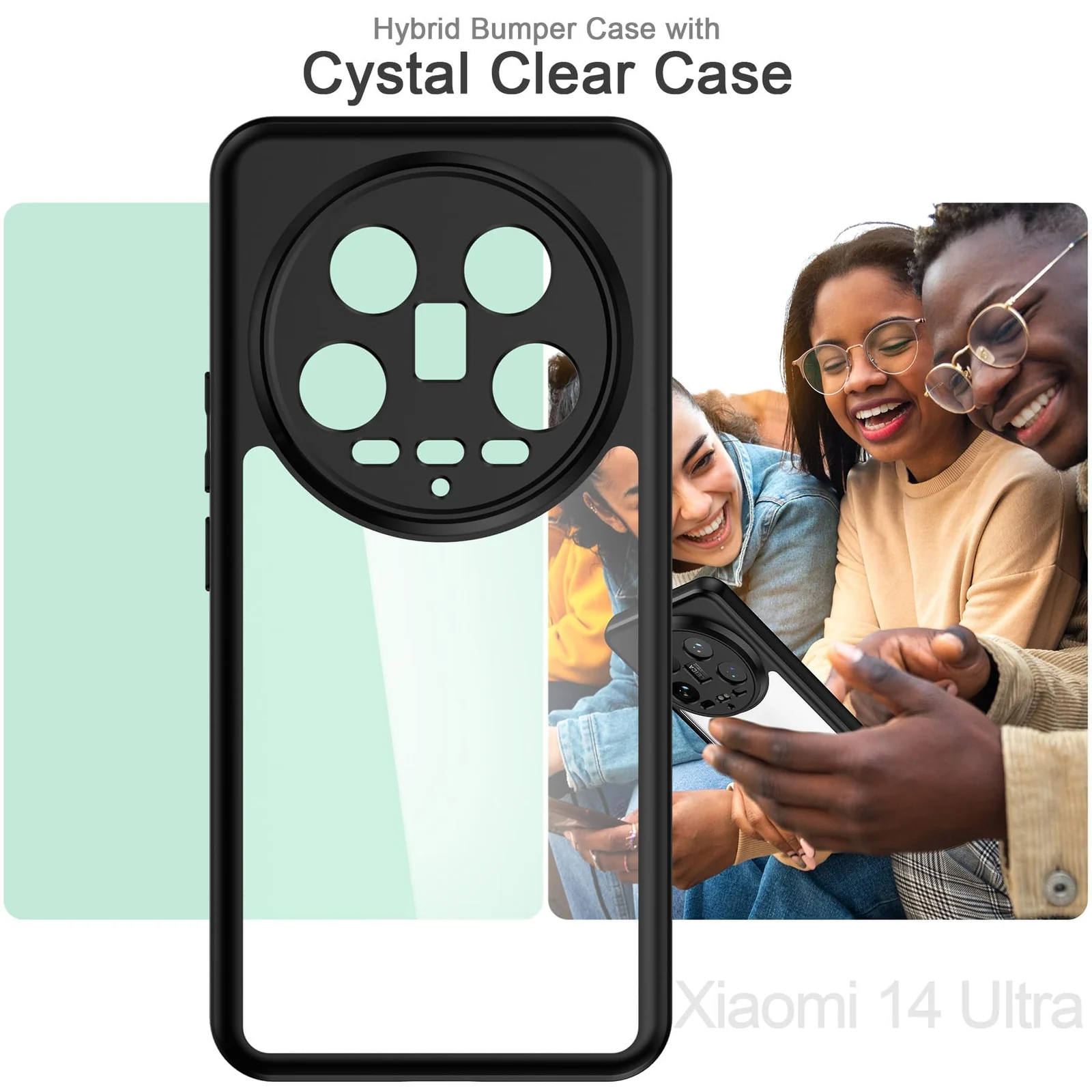 DL3 Mobilak Clear PC and TPU Protective Case for Xiaomi 14 Ultra with Camera Protection and Military-Grade Protection - Black