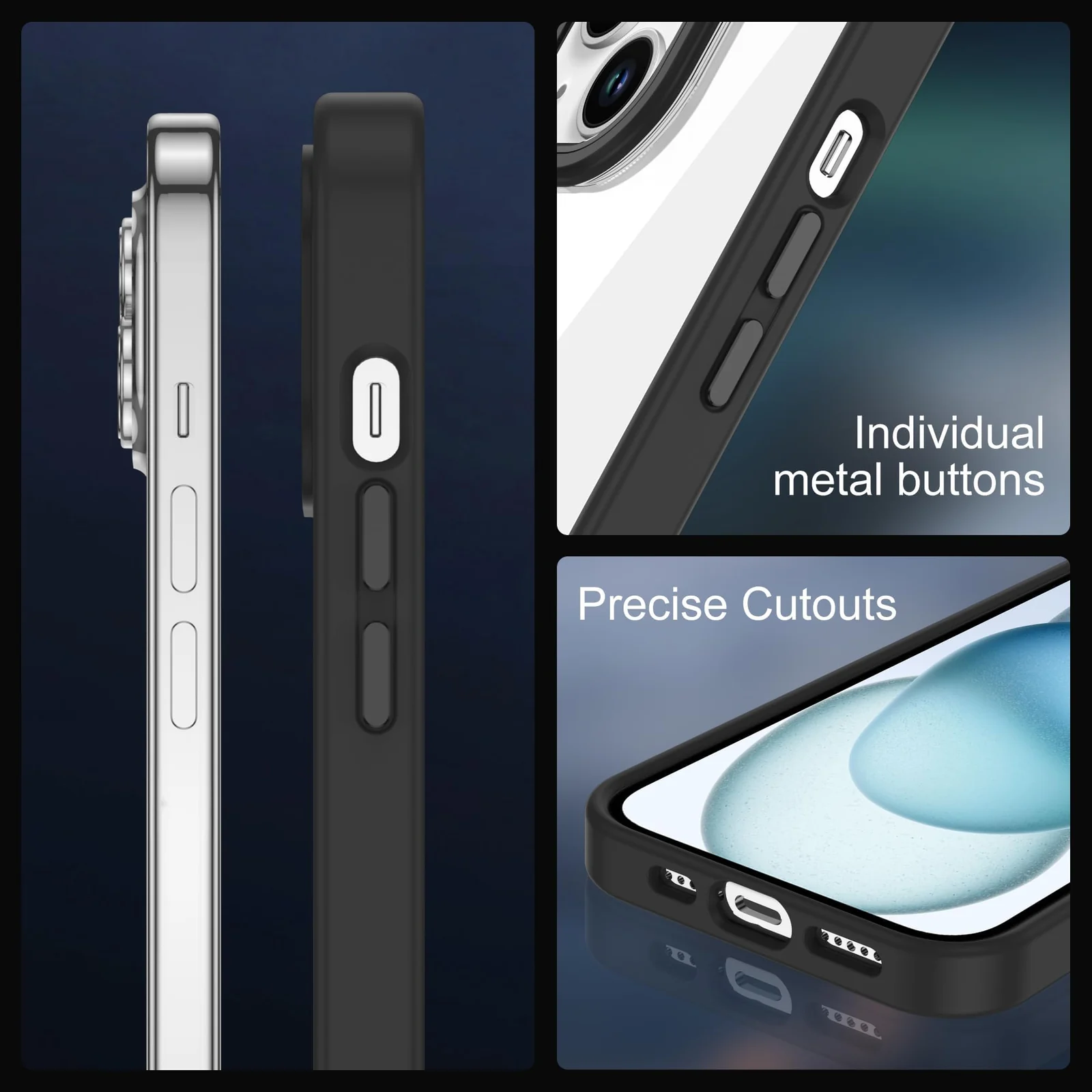 DL3 Mobilak Clear PC and TPU Protective Case for iPhone 13 / iPhone 14 with Shockproof Design and Anti-Yellowing Design - A Black