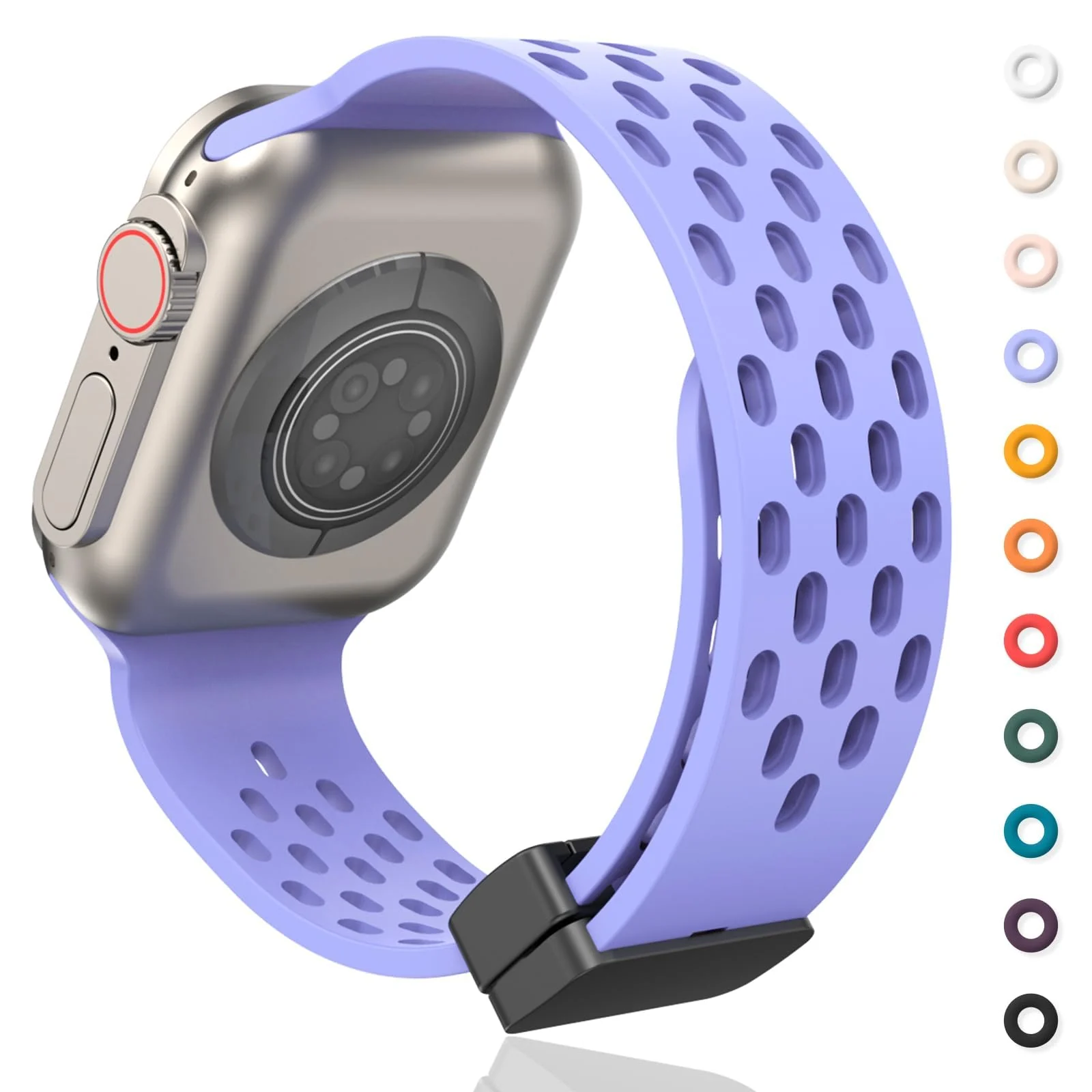 DL3 Mobilak Magnetic Bands for Apple Watch Band 41mm 40mm 38mm, for Women Men, Soft Silicone Magnetic Buckle Breathable Sport Watch Strap for iWatch Series SE 8 7 6 5 4 3 2 1 (Lilac) - Lilac Purple