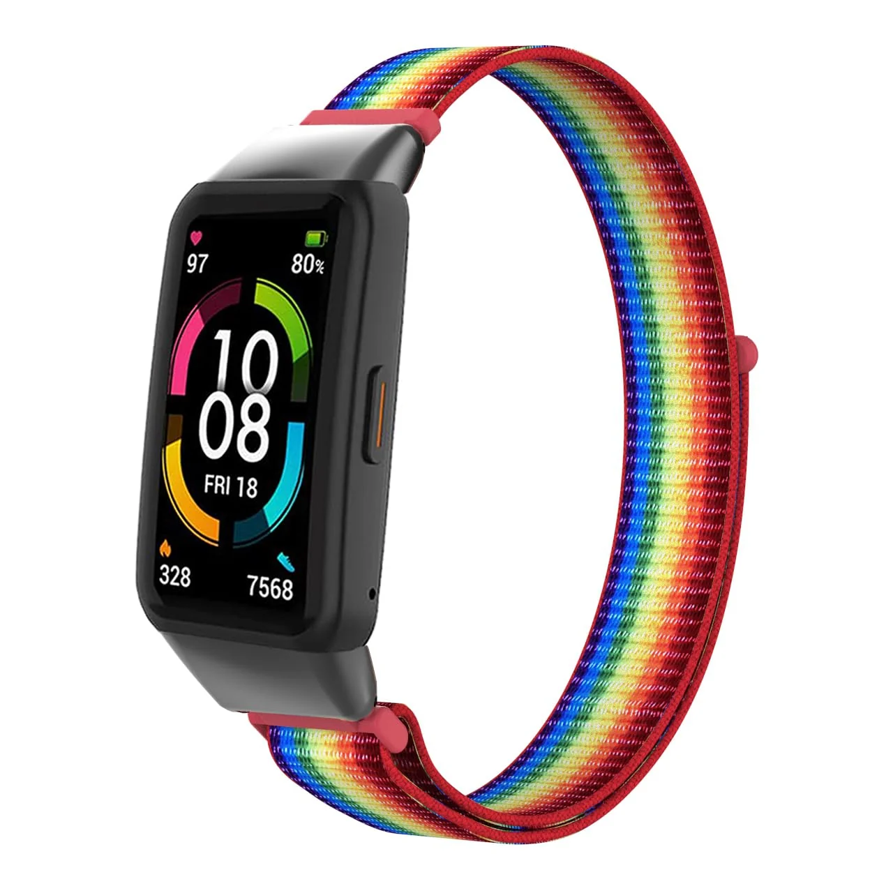 DL3 Mobilak Nylon Band for Honor Band 6/Huawei Band 6 Pro/Huawei Band 6, Nylon Watch Strap Sport Wristband Soft Replacement Watch Strap Adjusable Wrist for Women Men - Red Yellow Blue