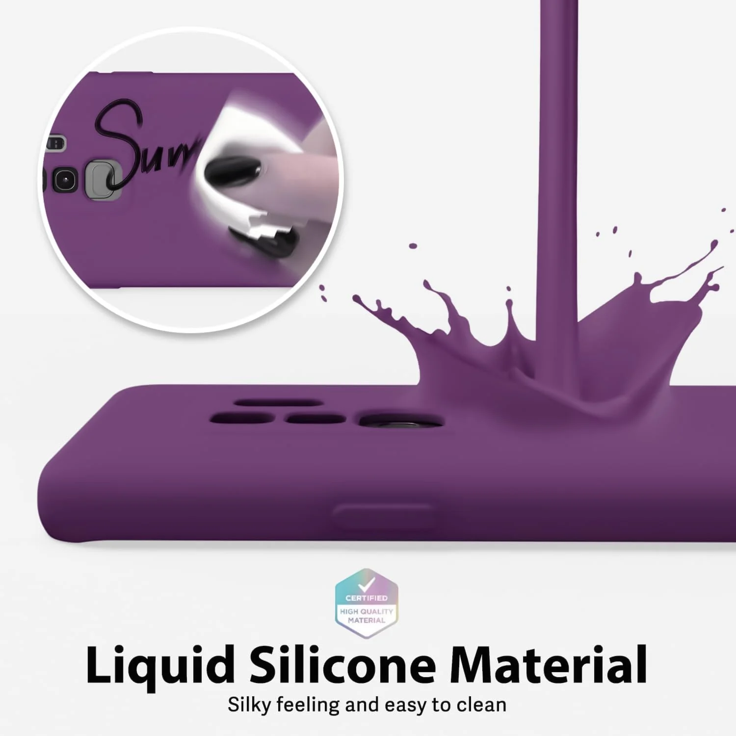 DL3 Mobilak Liquid Silicone Protective Case with Soft Microfiber Lining with Full Camera Protection for Samsung Galaxy S9 Plus - Violet