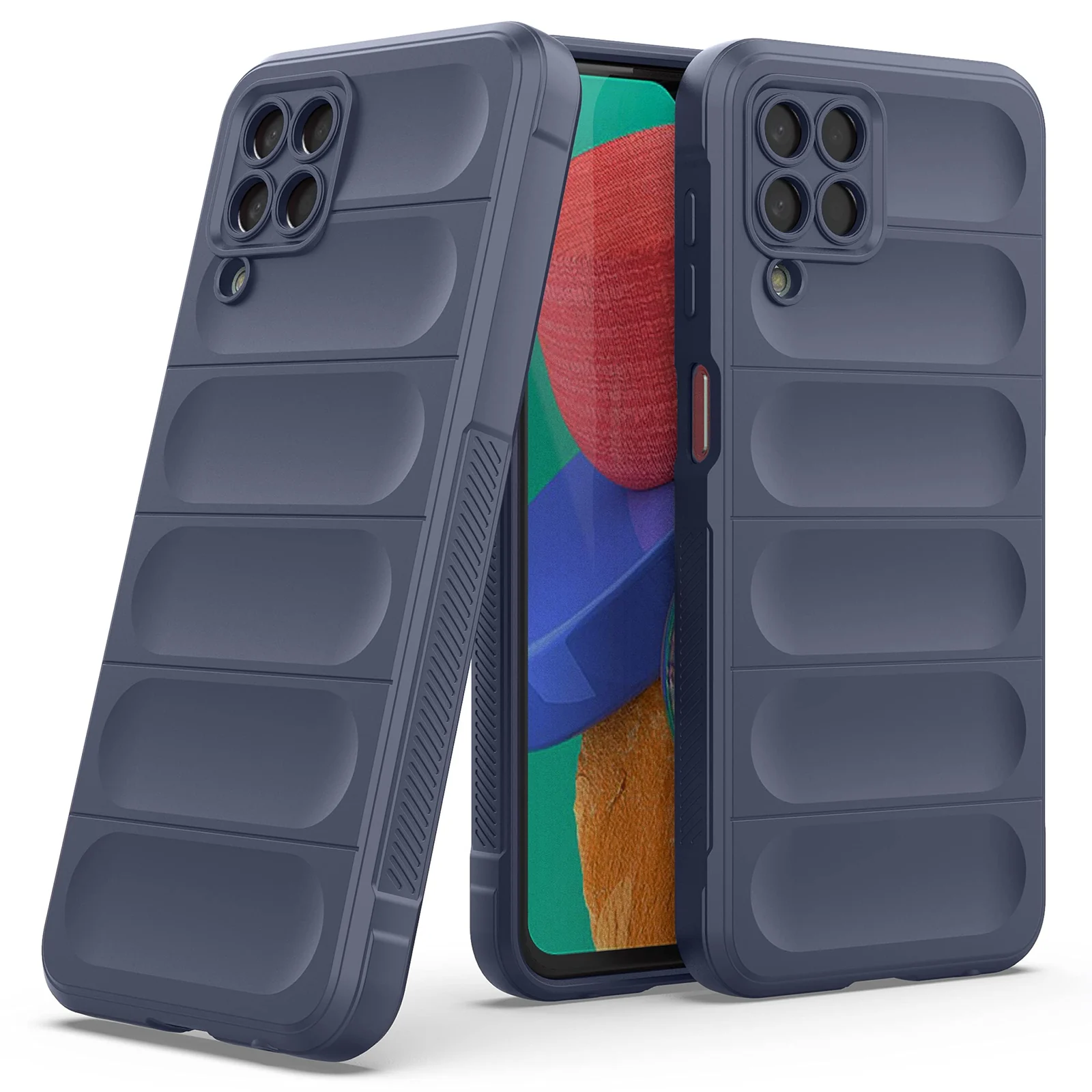 DL3 Mobilak Flexible Silicone and TPU Protective Case with Camera Protection for Samsung Galaxy M33 5G - Blue