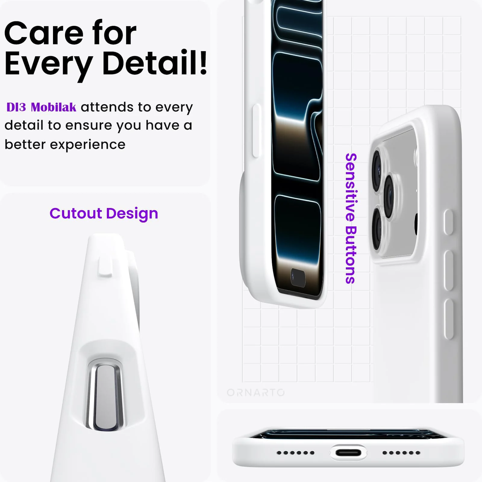 DL3 Mobilak Compatible with iPhone 17 Pro Max 6.9-Inch Case, Premium Liquid Silicone Case, Full Body Protective Cover, Shockproof, Slim Phone Case, Anti-Scratch Soft Microfiber Lining - White