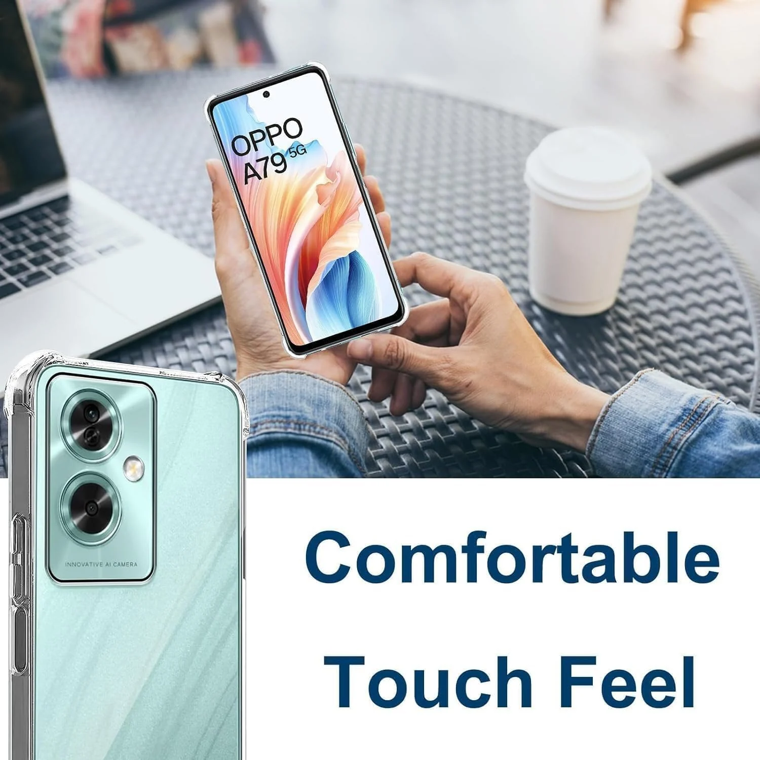 DL3 Mobilak Clear TPU Protective Case for OPPO A79 5G with Camera Protection and Shockproof Design - Clear