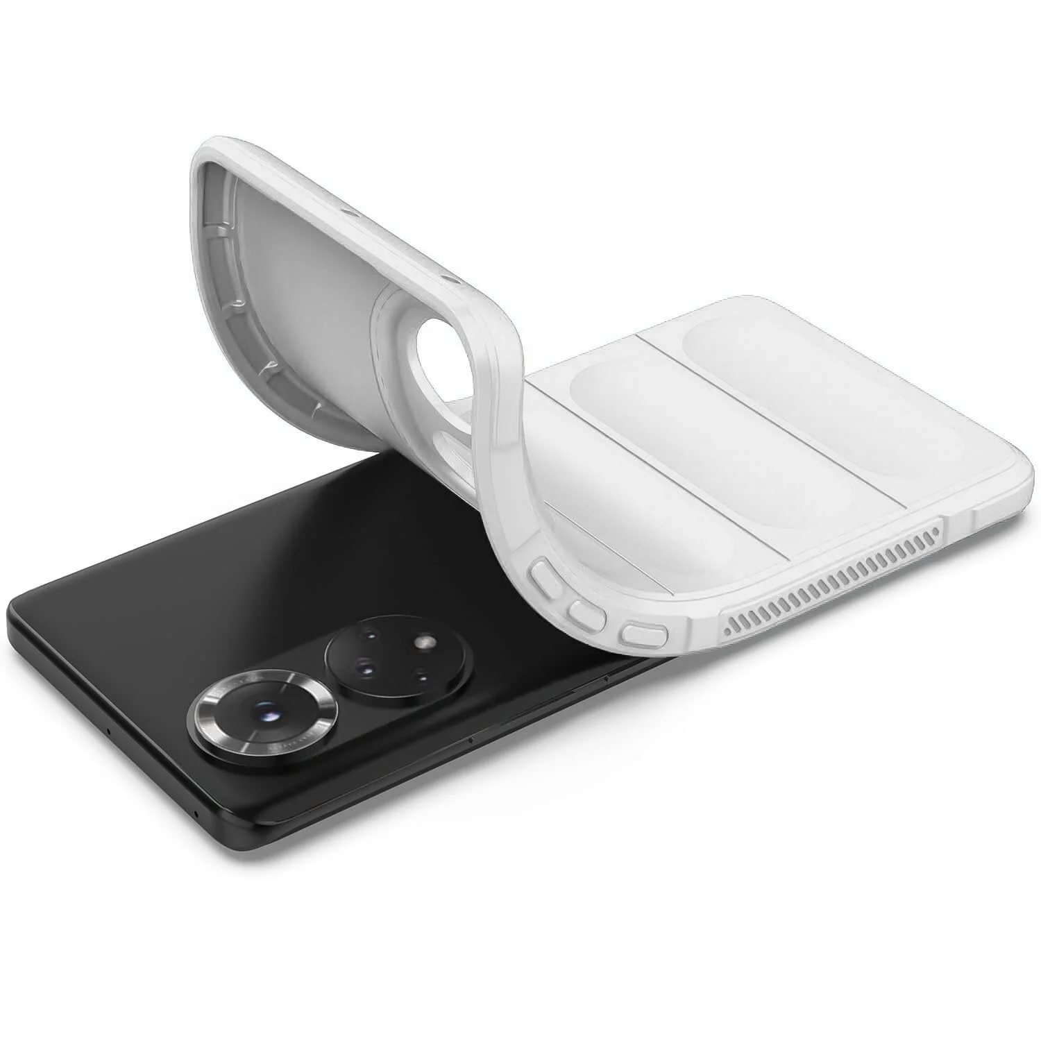 DL3 Mobilak Flexible Silicone and TPU Protective Case with Camera Protection for Honor 50 / Huawei Nova 9 - White