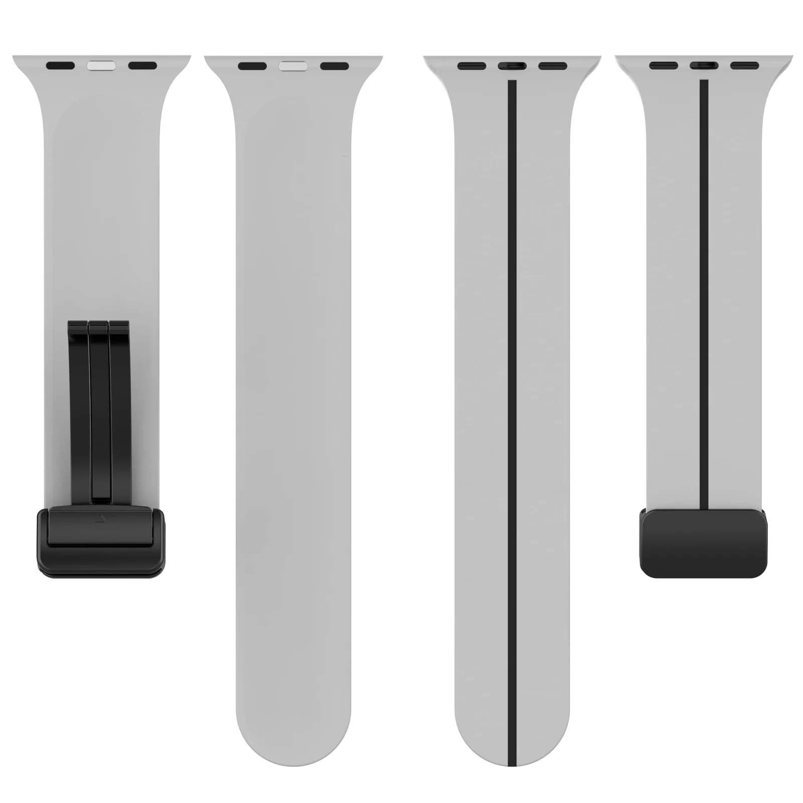 DL3 Mobilak Magnetic Bands for Apple Watch Ultra/Ultra 2 Band 49mm 45mm 44mm 42mm 41mm 40mm 38mm, Soft Sport Silicone Strap for iwatch Series 9/8/7/6/5/4 (42mm/44mm/45mm/49mm) - Grey Black