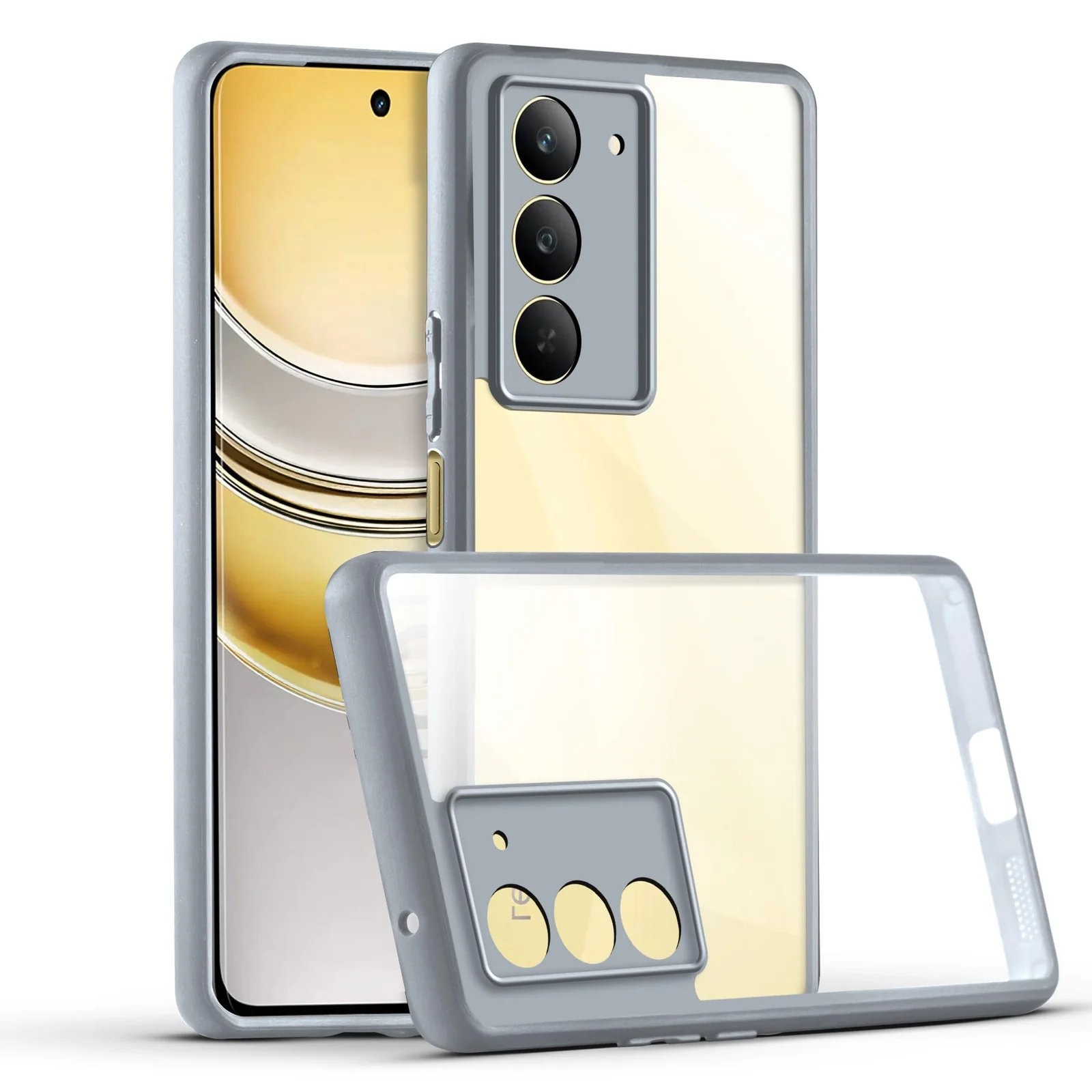 DL3 Mobilak Clear PC and TPU Protective Case for vivo V30 Lite with Camera Protection and Military-Grade Protection - Gray