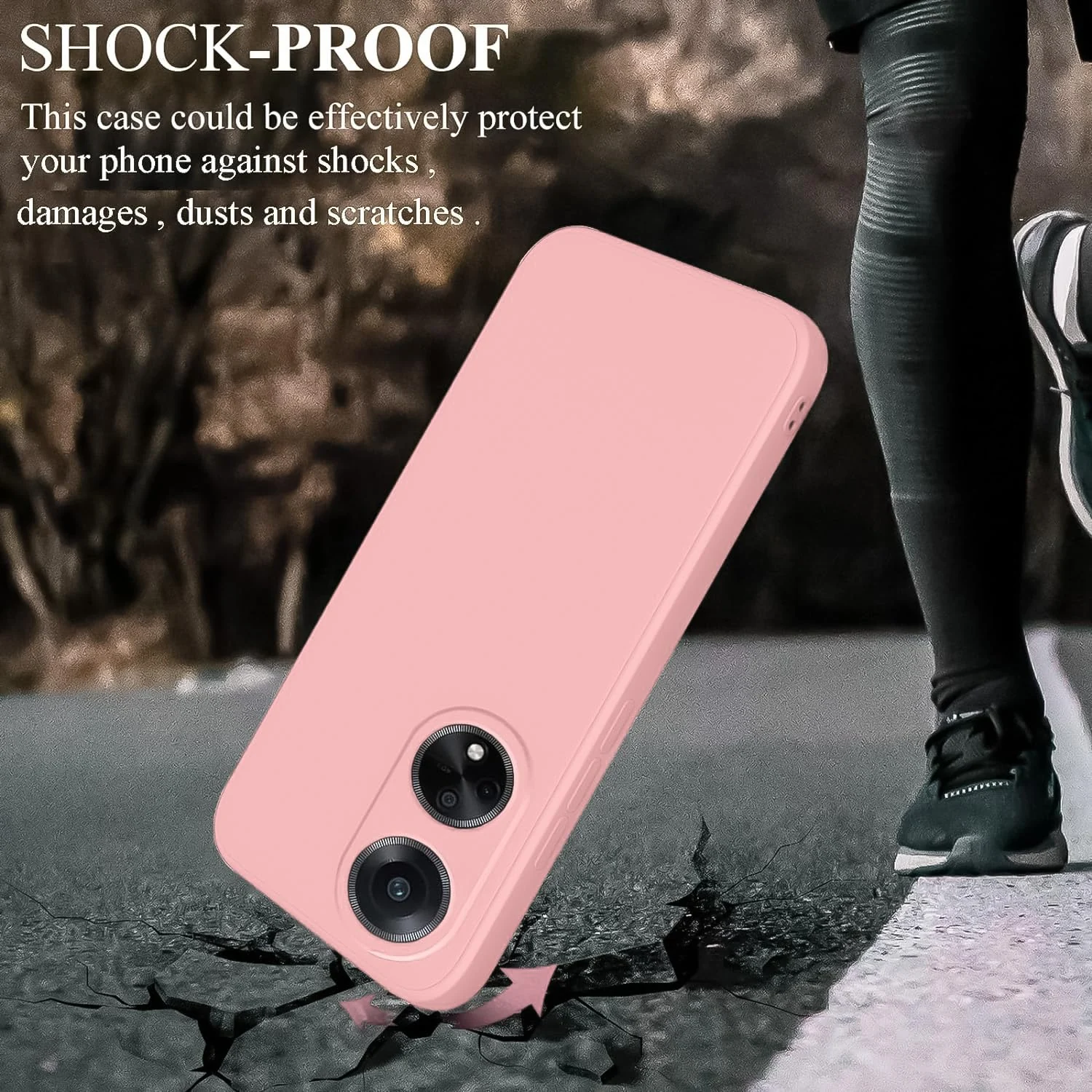 DL3 Mobilak OPPO A98 Case, Soft Flexible Silicone Gel Rubber Bumper Cover, Full Body Shockproof Protective Phone Case - Pink Sand