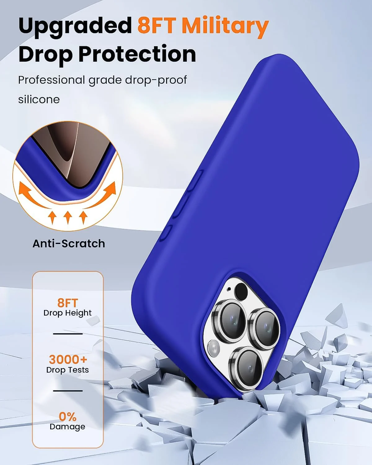 DL3 Mobilak Liquid Silicone Case for iPhone 16 Pro 6.3-inch, Supports wireless charging, Shock-absorbing protection, Scratch-resistant surface - Pepsi