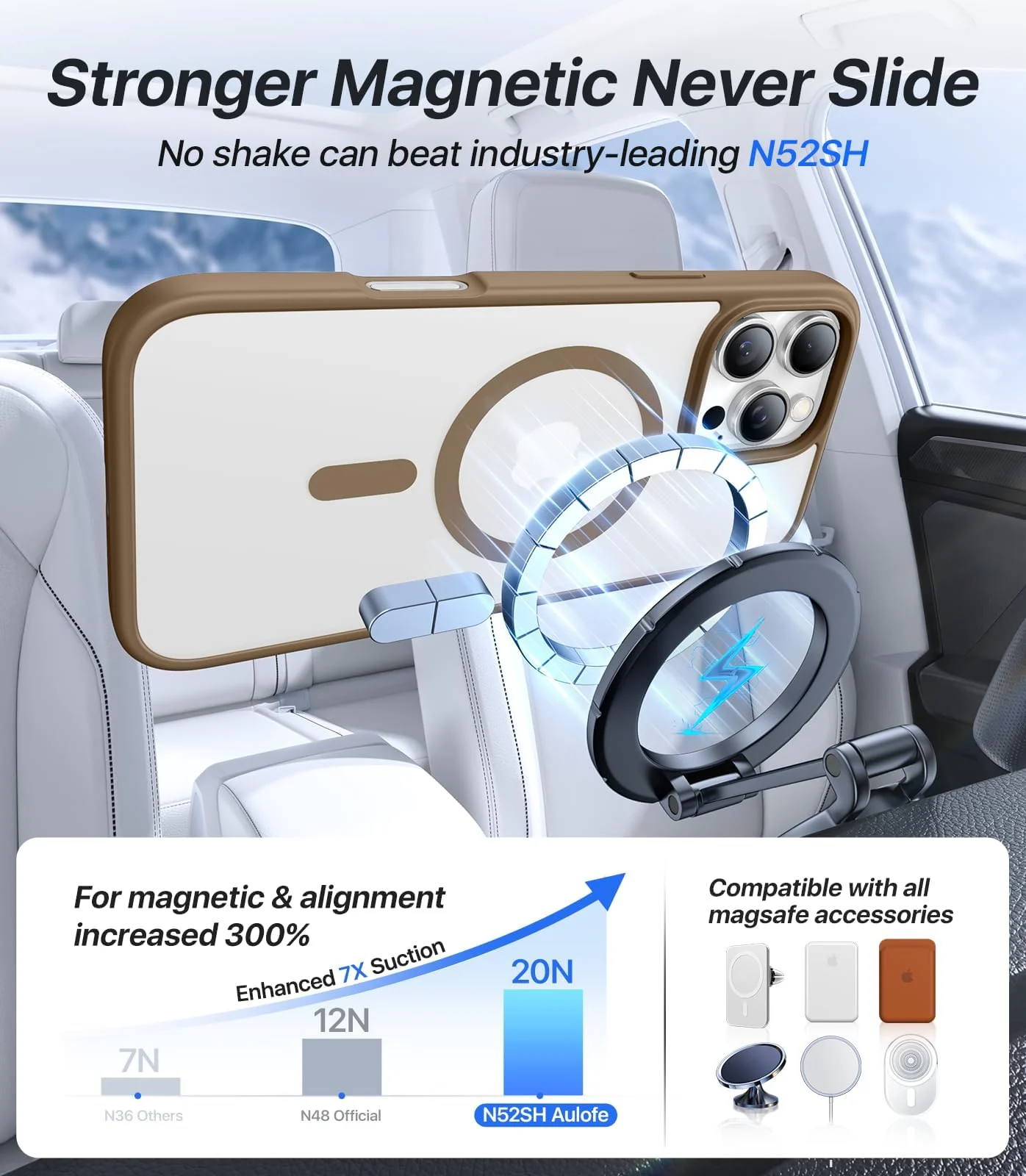DL3 Mobilak Clear MagSafe-Compatible Magnetic Case for iPhone 16 Pro Max with Military-Grade Protection - Desert Brown