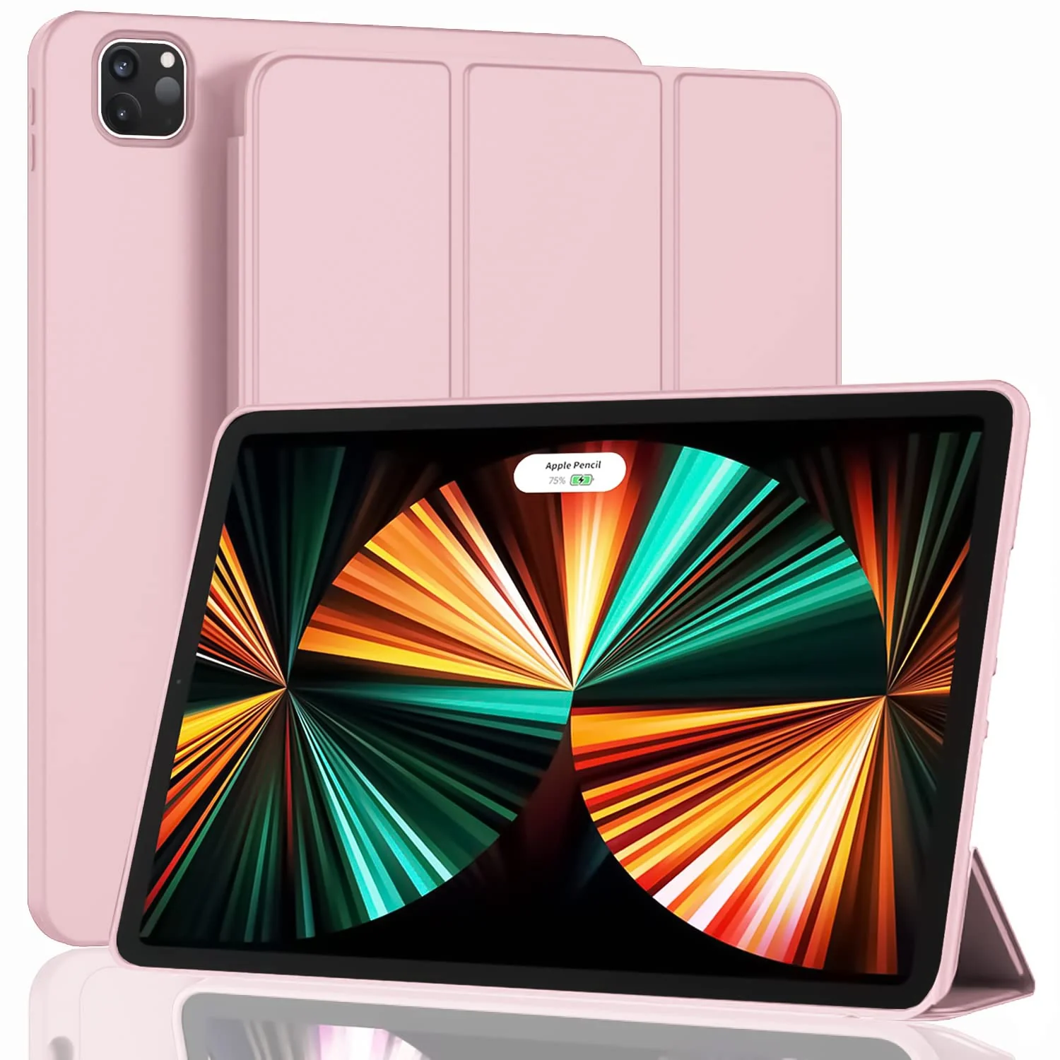DL3 Mobilak Smart Case Compatible with iPad Pro 12.9 Inch Case 2022/2021/2020 (6th/5th/4th Gen) Case Flip Cover Leather Case Soft TPU Back And Trifold Stand With Auto SleeP - Pink Sand