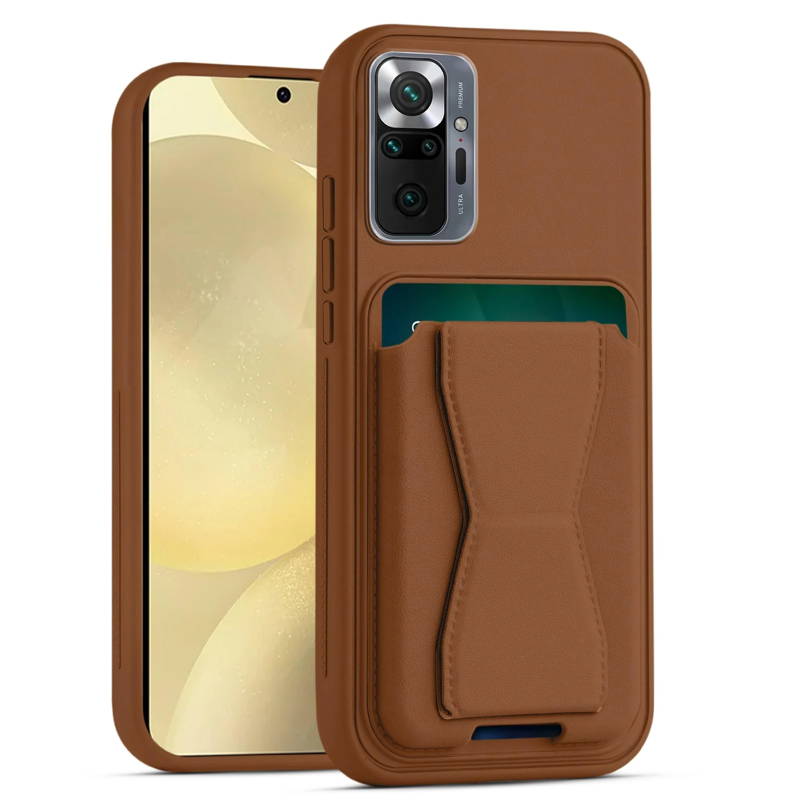 Mobigon Leather Wallet Case Compatible with Xiaomi Redmi Note 10 Pro, Leather Back Cover With TPU Frame, Shockproof Protective Phone Case with Card Holder Stand