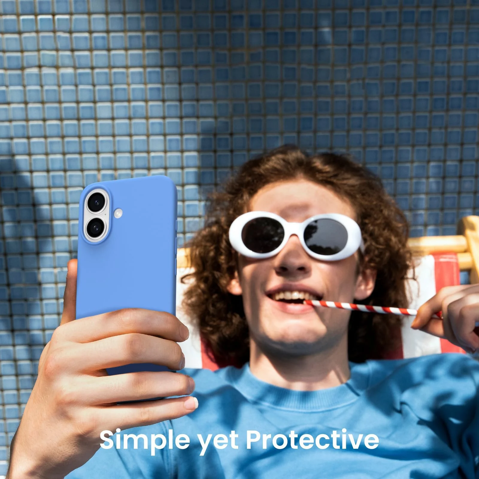 DL3 Mobilak Liquid Silicone Protective Case with Soft Microfiber Lining for iPhone 16 - Light Blue