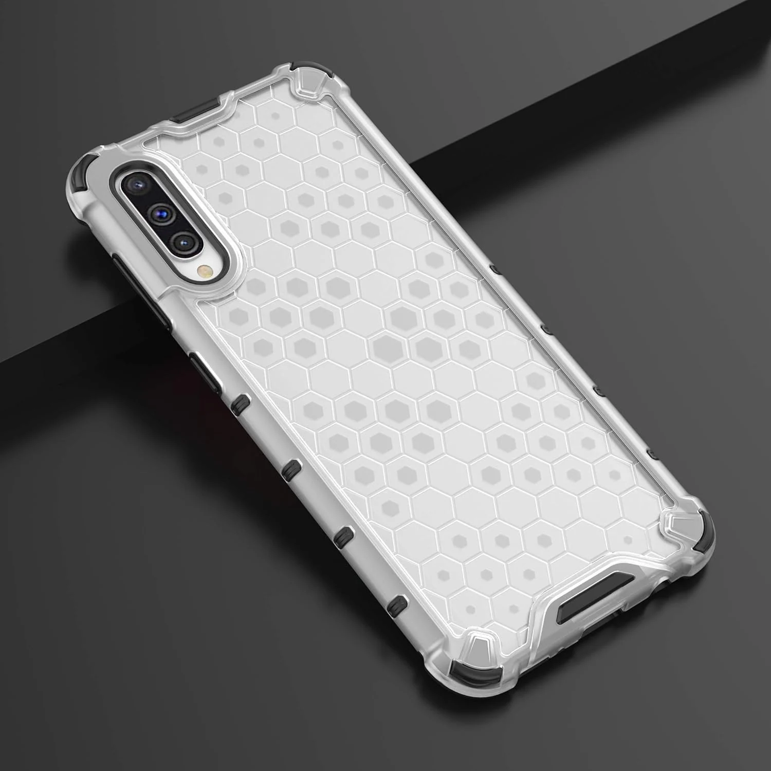 DL3 Mobilak Honeycomb Protective Case for Samsung Galaxy A50 / A30S / A50S, Shock-absorbing protection, Transparent design, Slim, lightweight profile - Clear