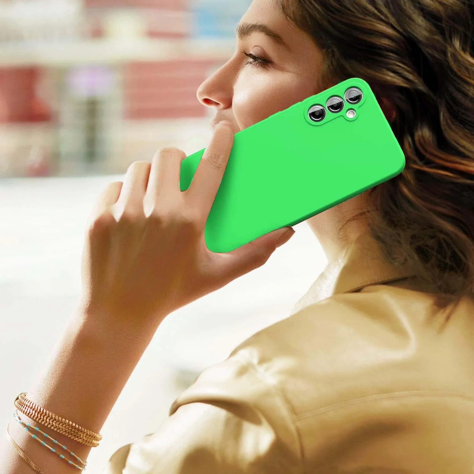 DL3 Mobilak Liquid Silicone Case for Samsung Galaxy S23 FE, Shock-absorbing protection, Scratch-resistant surface, Soft microfiber lining - Light Gren