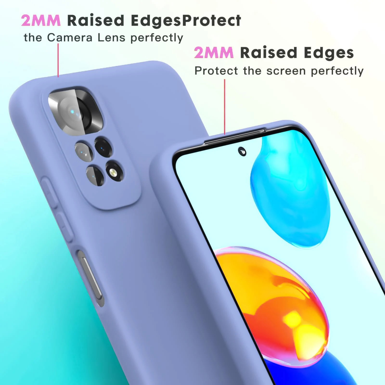 DL3 Mobilak Liquid Silicone Protective Case with Soft Microfiber Lining with Full Camera Protection for Xiaomi Redmi Note 12 Pro 4G / Redmi Note 11 Pro 4G&5G - Baby Blue