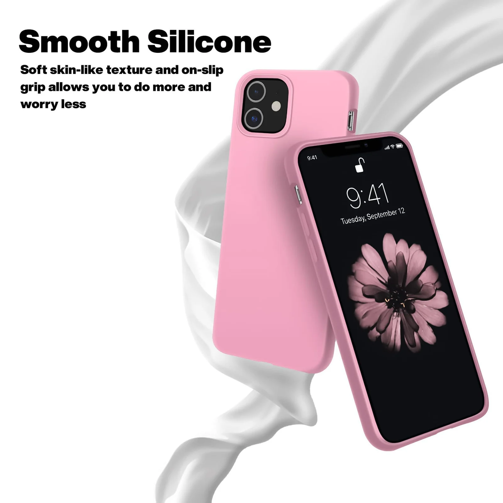 DL3 Mobilak Liquid Silicone Protective Case with Soft Microfiber Lining for iPhone 11 (6.1 Inch) - B.pink