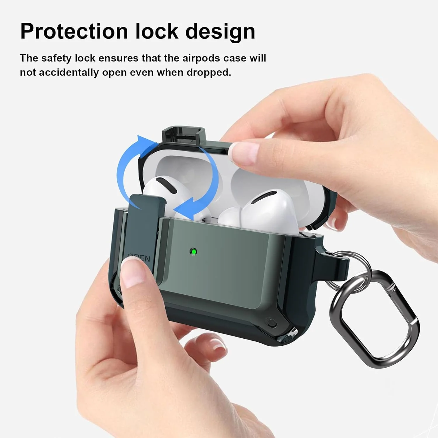 DL3 Mobilak Case Compatible with AirPods 3rd Generation with Lock, Rugged Armor Compatible with AirPods 3 Case with Keychain Shockproof Hard Shell Compatible with AirPods 3 Case - Green