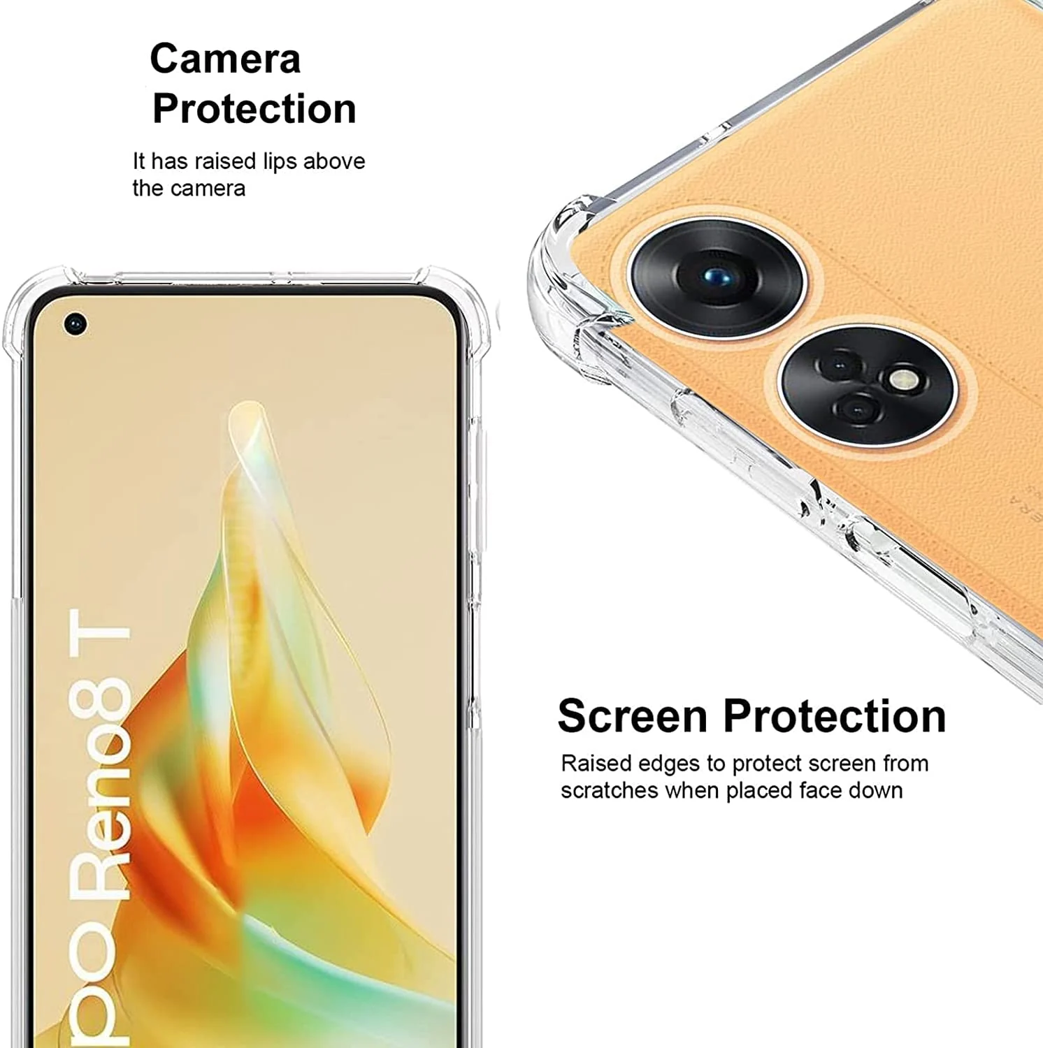 DL3 Mobilak Clear TPU Protective Case for OPPO Reno 8T 4G with Camera Protection and Shockproof Design - Clear