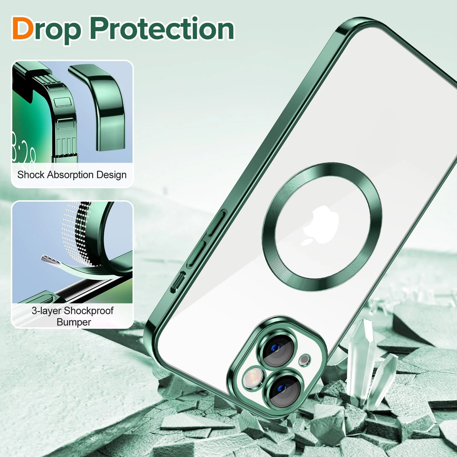 DL3 MOBILAK MagSafe Phone Case with Camera Lens Protector for Apple iPhone 13, Green