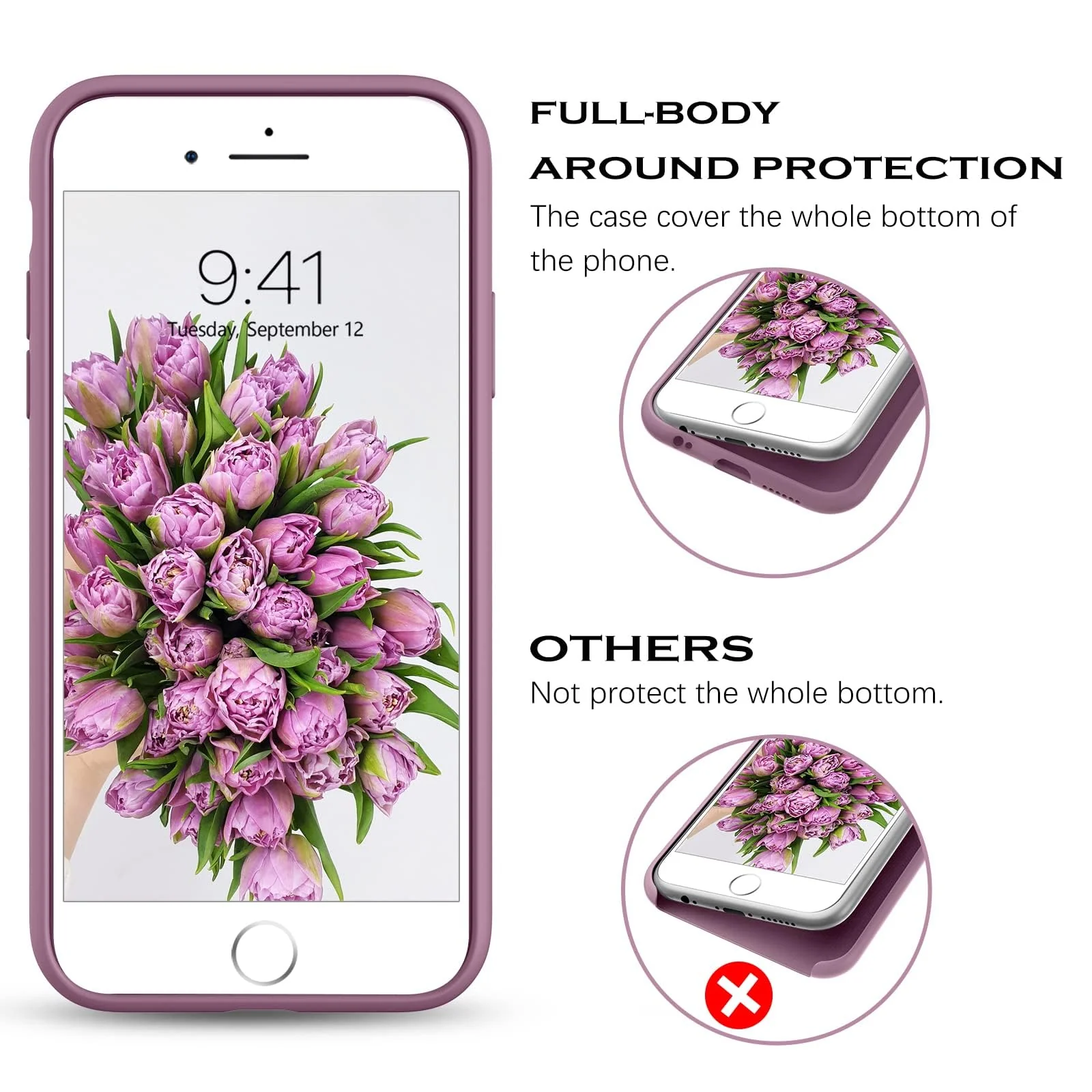 DL3 Mobilak Liquid Silicone Protective Case for iPhone 6 Plus / 6S Plus with Camera Protection and Microfiber Lining - Lilac Purple
