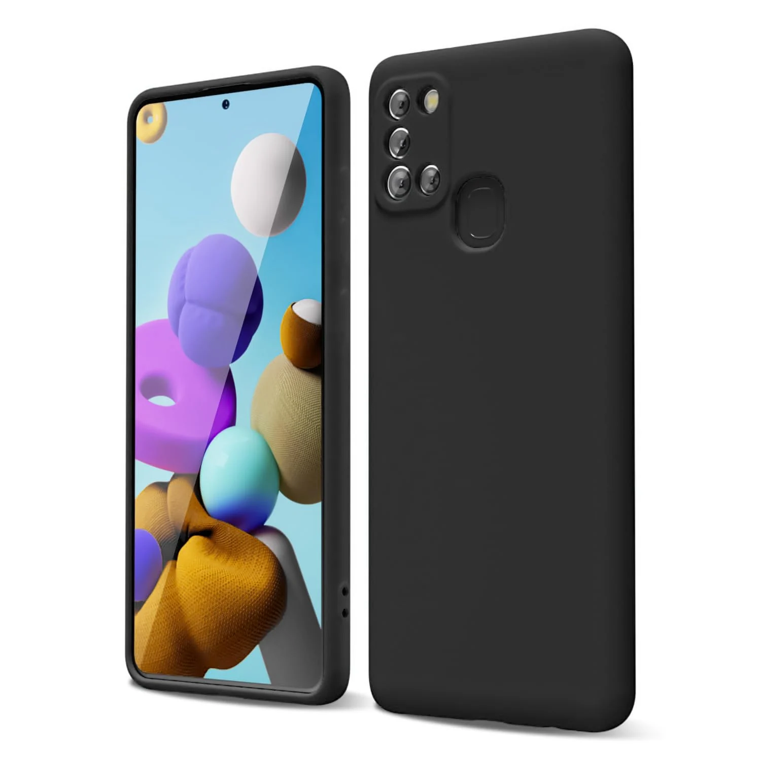 DL3 Mobilak Soft Silicone Protective Case for Samsung Galaxy A21s with Microfiber Lining and Shockproof Design - Black