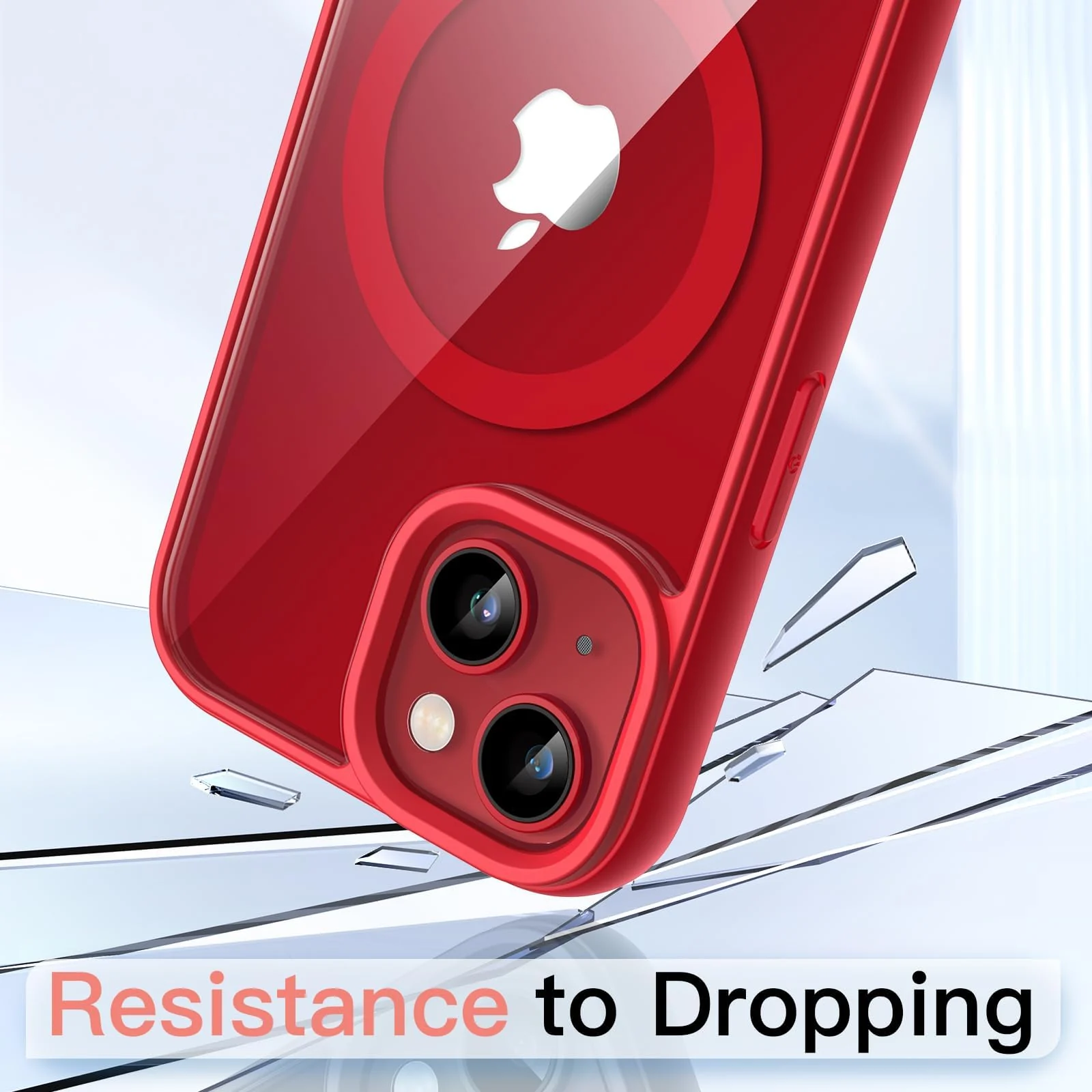 DL3 Mobilak Clear TPU Case for iPhone 13 / iPhone 14 6.1-Inch, Compatible with MagSafe accessories, Camera protection, Shock-absorbing protection - Red