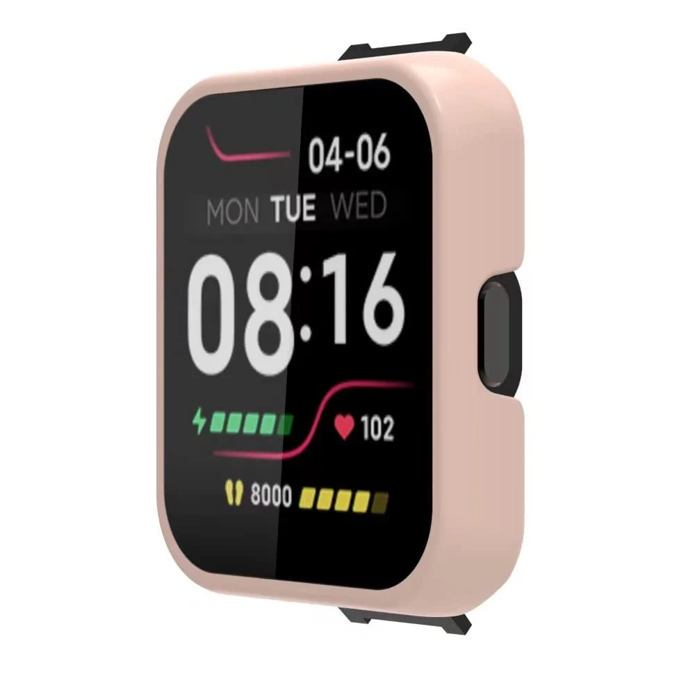 DL3 Mobilak Protective Case Compatible with Xiaomi Mi Redmi Watch 2 Lite, 9H Hardness PC Case Bumper Full Slim Protective Cover with Tempered Glass For Redmi Watch2 Lite - Pink