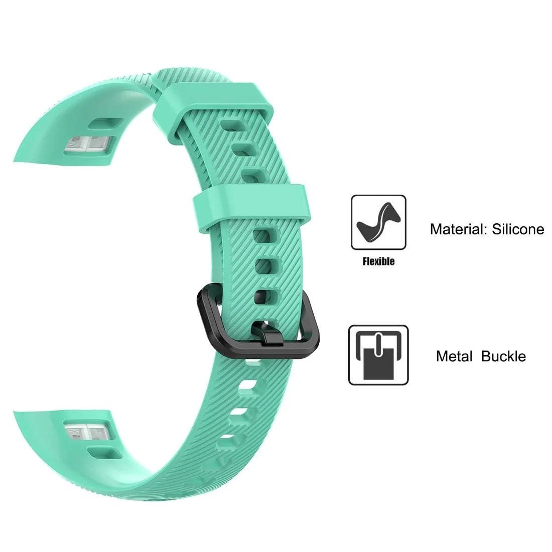 DL3 Mobilak Compatible for Honor Band 5/Honor Band 4 Strap, Soft Silicone Sport Wristband Adjustable Accessory Bracelet Replacement Band for Honor Band 5/Band 4 (Mint) - Mint Green