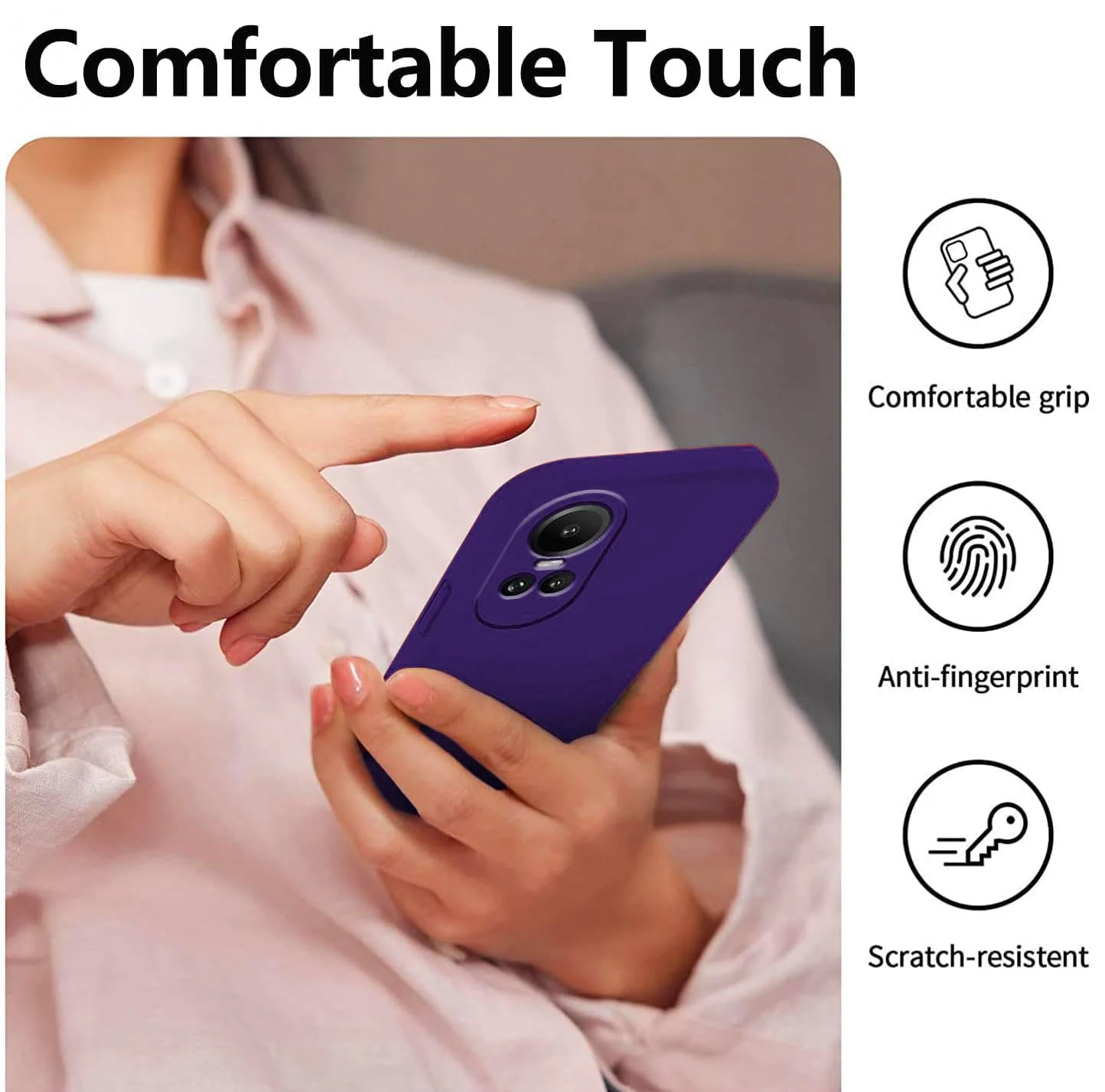DL3 Mobilak Liquid Silicone Protective Case for OPPO Reno 10 5G / OPPO Reno 10 Pro 5G with Microfiber Lining and Shockproof Design - Purple