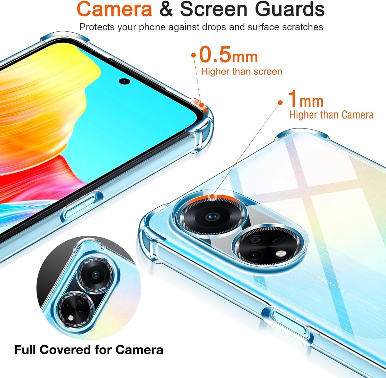 DL3 Mobilak Clear TPU Protective Case for OPPO A98 5G / OPPO A1 5G / OPPO F23 5G with Camera Protection and Shockproof Design - Clear