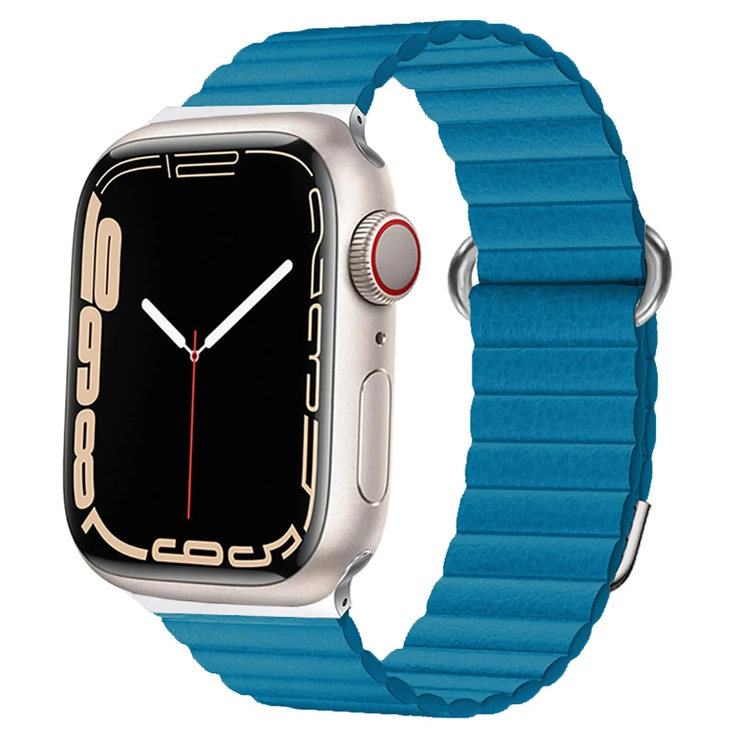 DL3 Mobilak Magnetic Closure System For Apple Watch Ultra Bands 49mm 45mm 44mm 42mm for iWatch Series 8 ultra 7 6 5 4 SE 3 2 Enhanced Adjustable Leather Strap For Men Or Women - Sky Blue