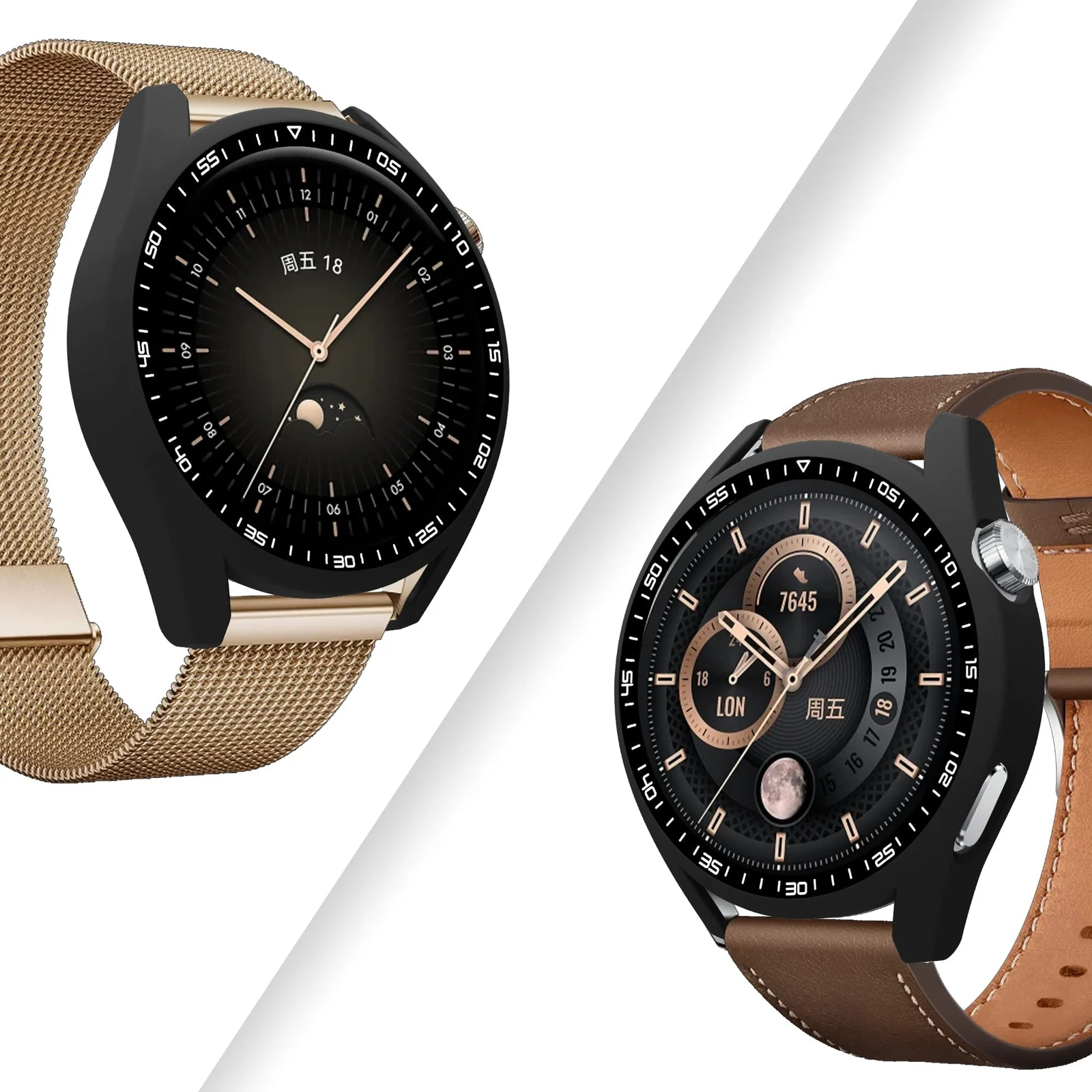 DL3 Mobilak Protective Watch Cover with Screen Protector for Huawei Watch GT3 46mm, Slim, lightweight profile - Black