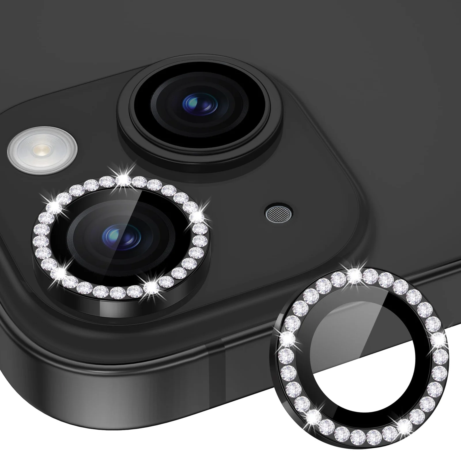 DL3 Mobilak Compatible with iPhone 15/15 Plus & iPhone 14/14 Plus Camera Lens Protector, Anti-Scratch HD Tempered Glass Lens Screen Protection Cover, Metal Individual Lens Ring