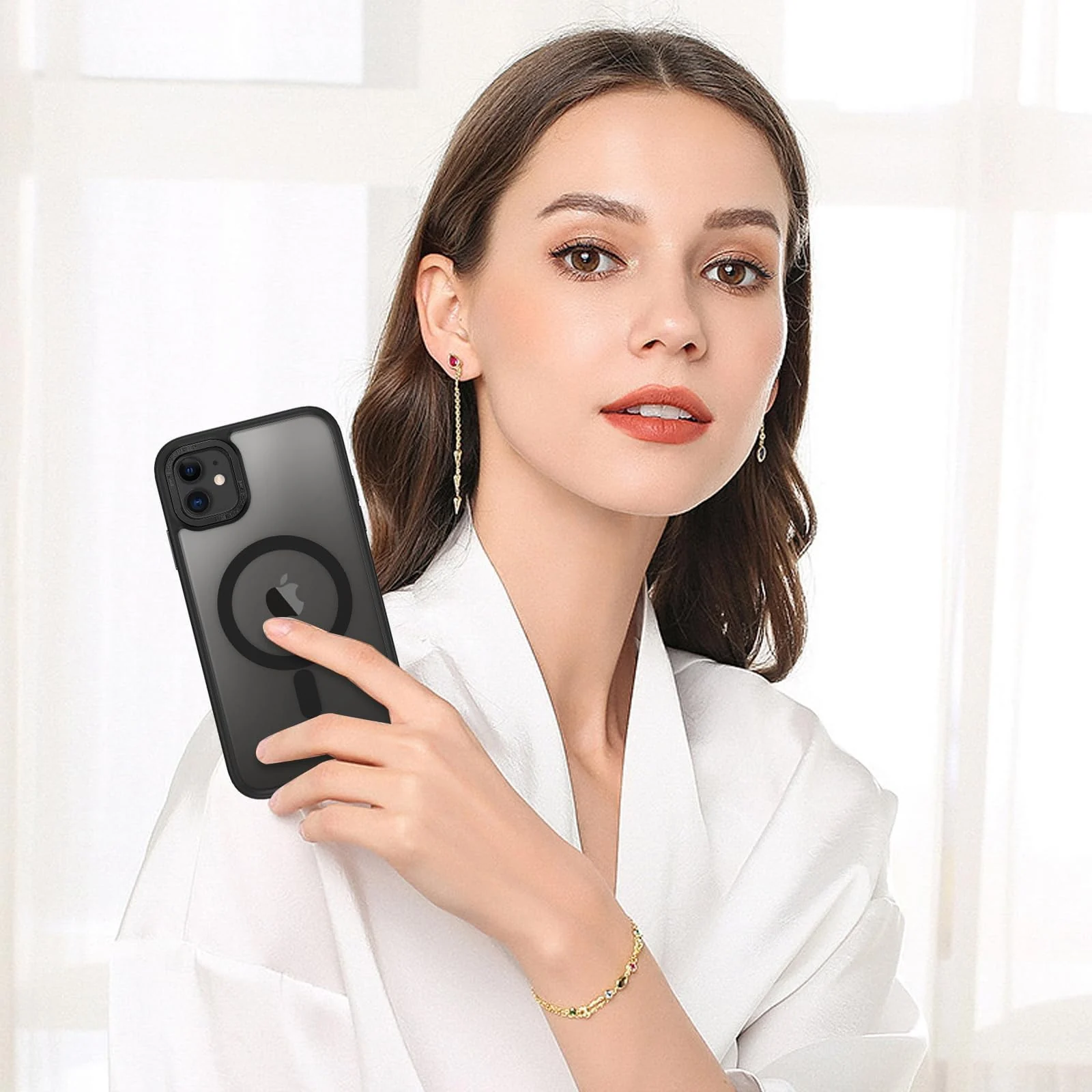 DL3 Mobilak Case for iPhone 11 (6.1 inch) Case Magnetic Translucent Matte Phone Cases [Compatible with MagSafe] Thin Slim Fit Shockproof Hard Protective Cover for Men Girls - Black