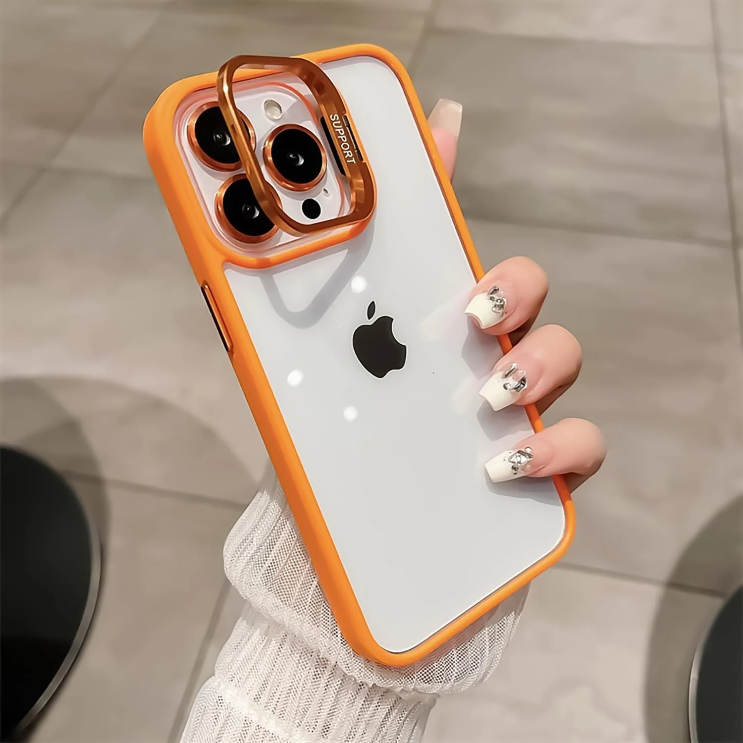 DL3 Mobilak Clear PC and TPU Case with Camera Ring Kickstand and Lens Protector for iPhone 15 Pro - Purple