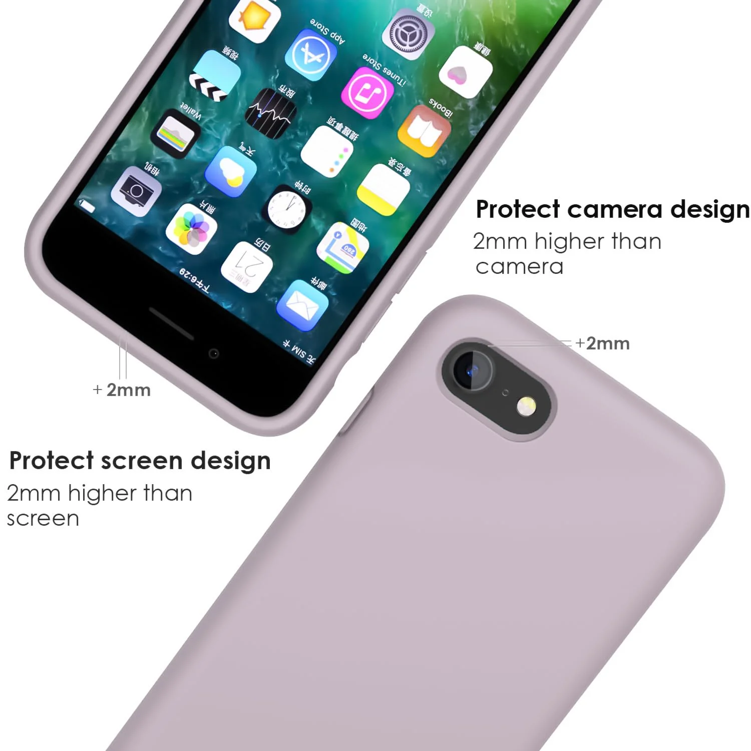 DL3 Mobilak Liquid Silicone Case for iPhone 6 / 6S, Shock-absorbing protection, Scratch-resistant surface, Slim, lightweight profile - Lavender Pink