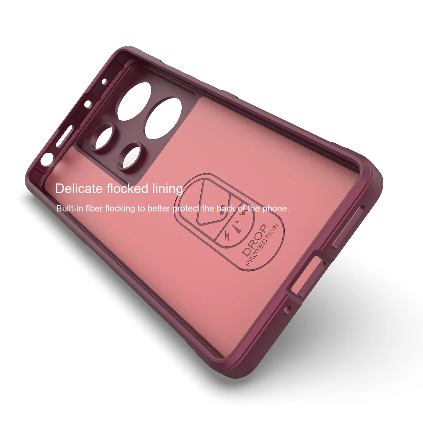 DL3 Mobilak Silicone Case for Xiaomi Redmi Note 13 Pro 4G/Poco M6 Pro 4G Heavy Duty Protective Shockproof Soft Flexible Protective Design Shock-TPU Cover With Camera Protection - Wine Red