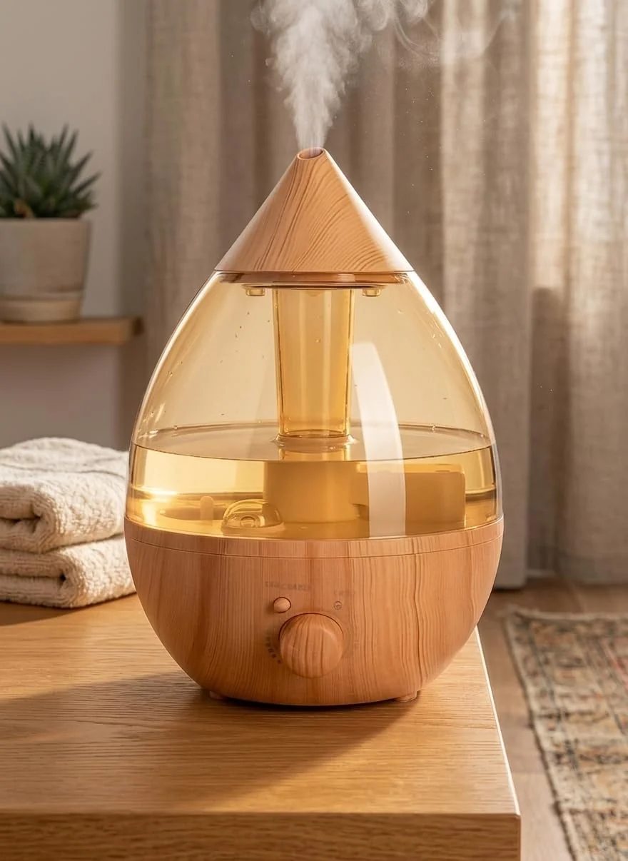 Mobigon 2.6 Litres Humidifier for Room, Cool Mist Ultrasonic Humidifier/Essential Oil Diffuser, Super Quiet 360°Nozzle, Colorful Change, Auto Shut Off&UV Light&, Lasts Up to 24 Hours - Woody 2