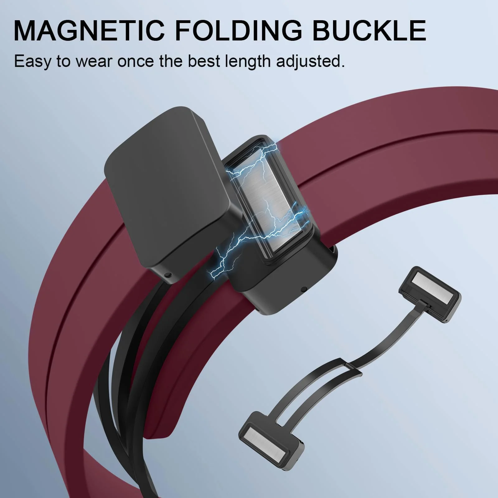 DL3 Mobilak 22MM Silicone Band Magnetic Clasp Strap For Xiaomi Redmi Watch 5 Active/5 Lite/Samsung Galaxy Watch 46mm/Watch 3 45mm/Gear S3/Huawei watch (GT6 GT5 GT4 GT3 GT2 GT 46MM)/GT6 Pro/Amazfit GTR4 - Black