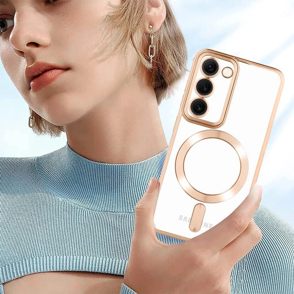 DL3 Mobilak Clear MagSafe-Compatible Magnetic Case for Huawei Mate 30 Pro with Camera Protection and Shockproof Design - Gold