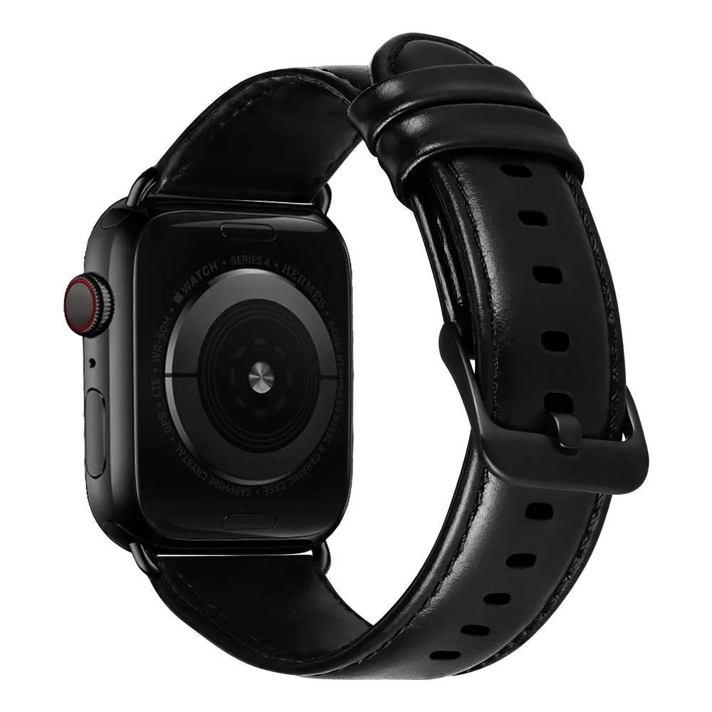 DL3 Mobilak Compatible with Apple Watch Band 49mm 46mm 45mm 44mm 42mm Leather Band Replacement Strap, Soft Leather Bracelet for iWatch Series 11 10 9 8 7 6 5 4 SE SE2 Ultra 3 2 1 - Black