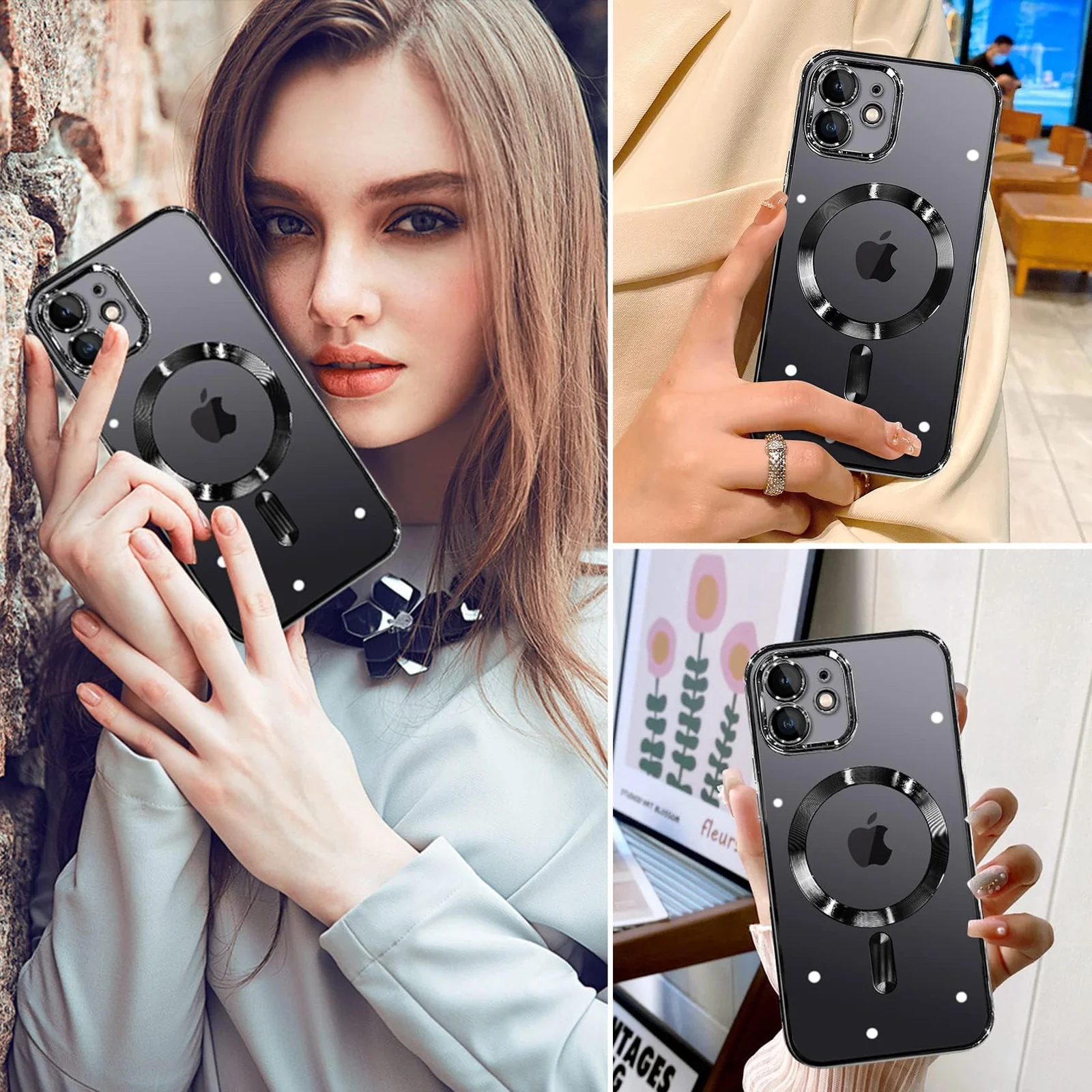 DL3 Mobilak Clear MagSafe-Compatible Magnetic Case for iPhone 11 with Camera Protection - Black