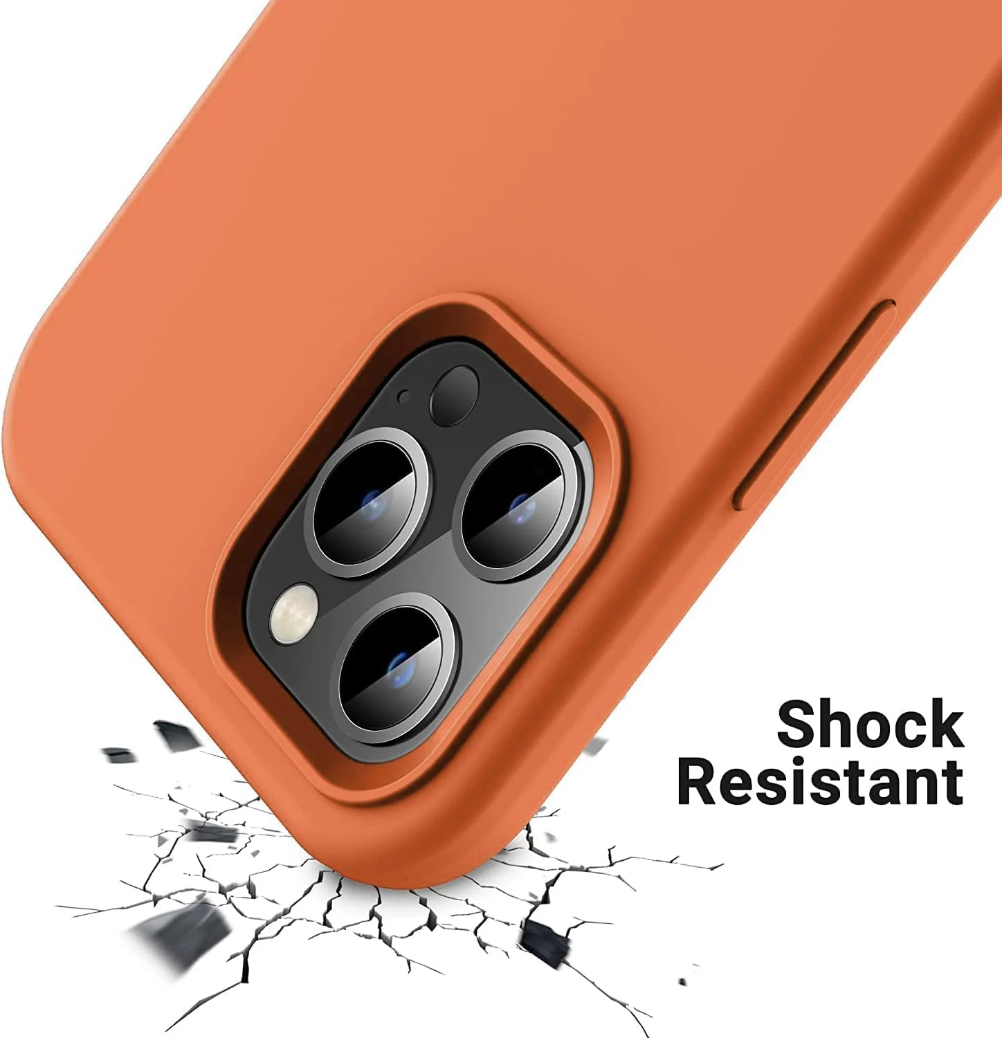 DL3 Mobilak Compatible with iPhone 12 Pro Max (6.7 Inch) Case, Liquid Silicone Case, Full Body Protective Cover, Shockproof, Slim Phone Case, Anti-Scratch Soft Microfiber Lining - Orange