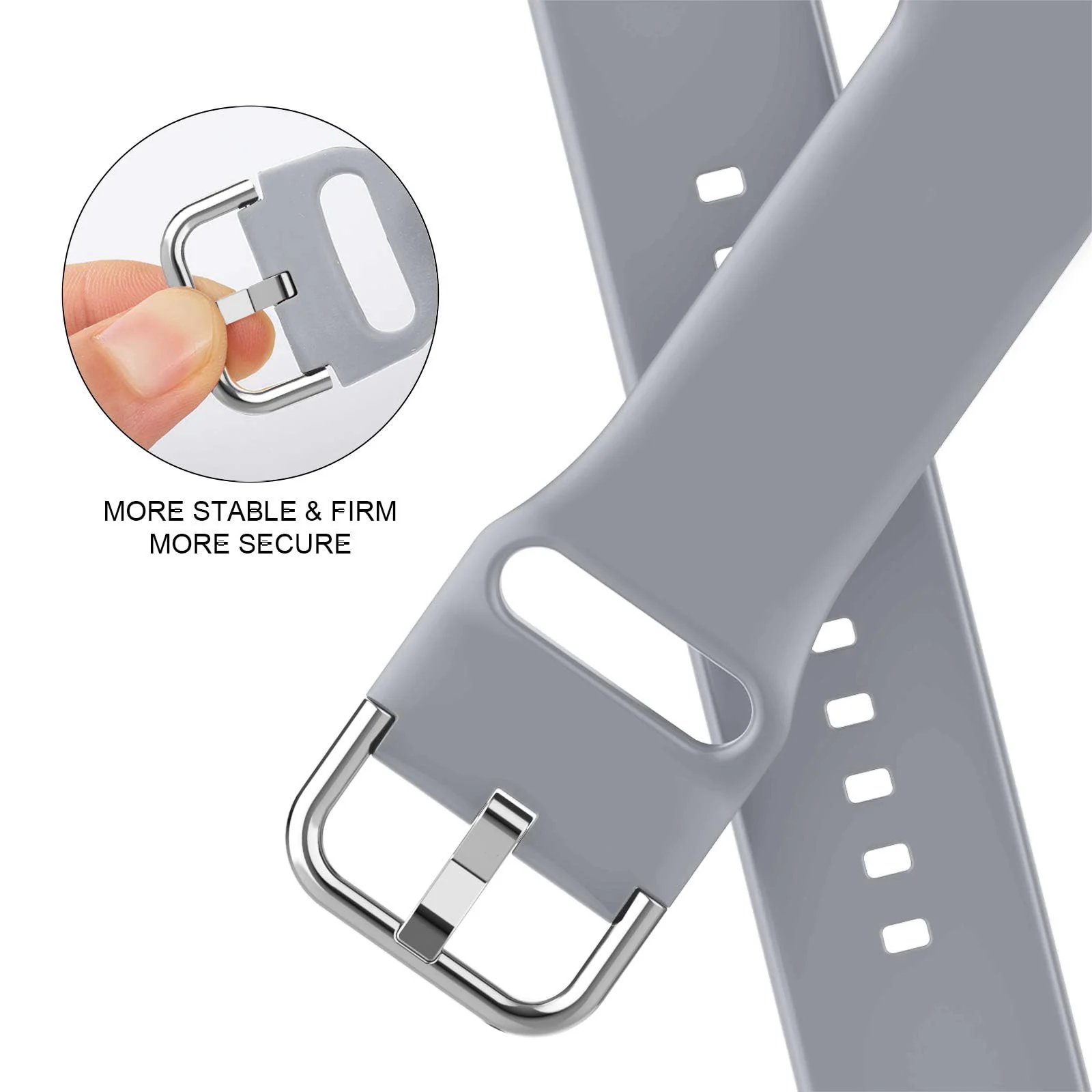 DL3 MOBILAK Strap Silicone Band For Apple Watch Ultra 49mm 45mm 44mm 42mm, Soft Silicone Wristbands Replacement Strap with Classic Clasp for iWatch Series SE 8 7 6 5 4 3 2 1 Ultra - Gray